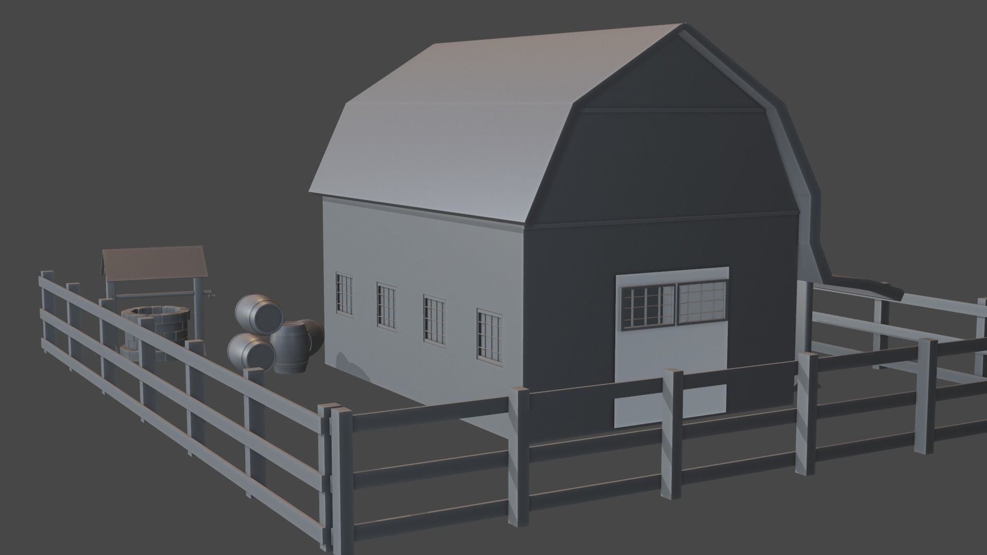 Barn House Low-poly 3D model_16