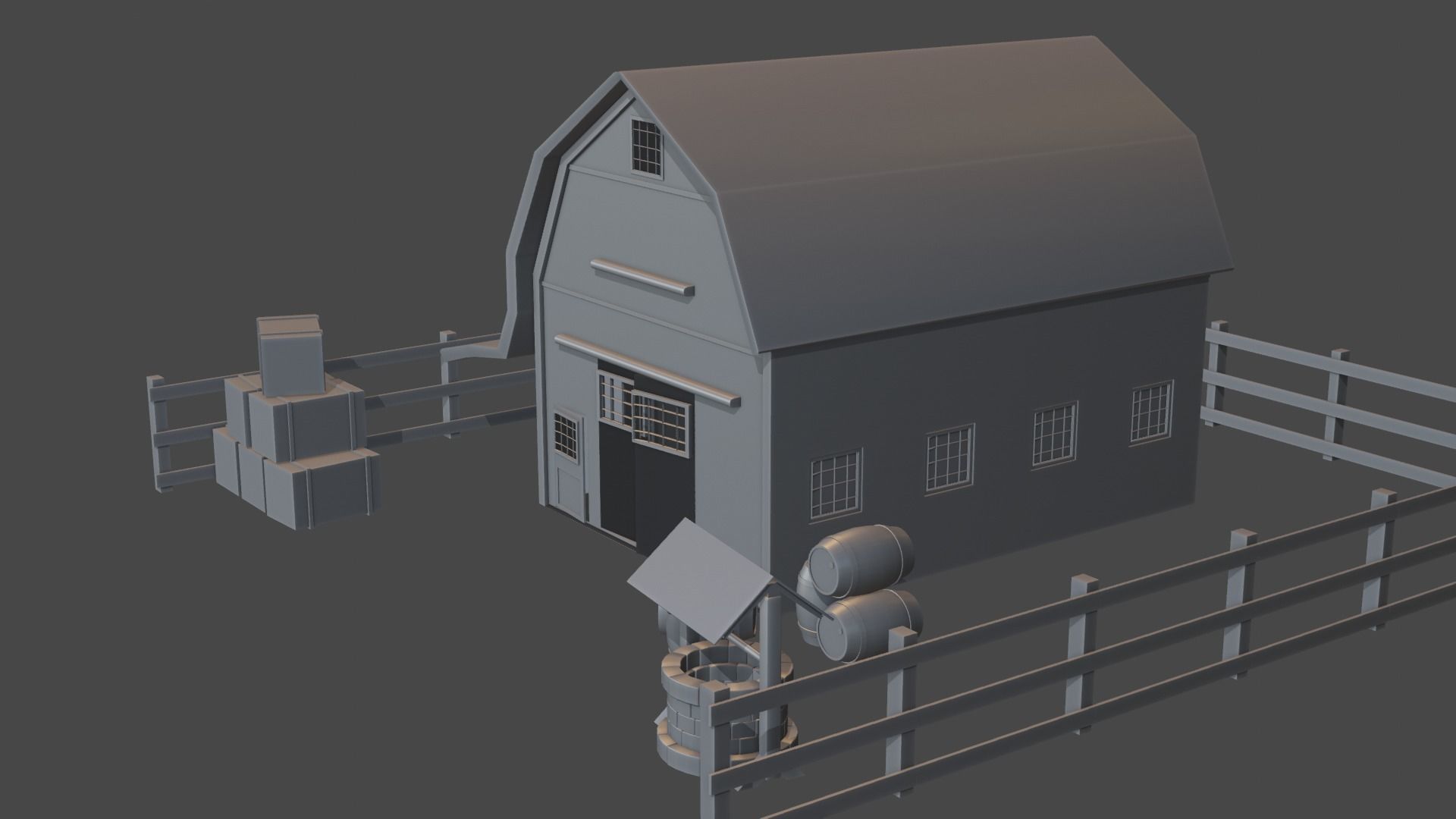 Barn House Low-poly 3D model_15