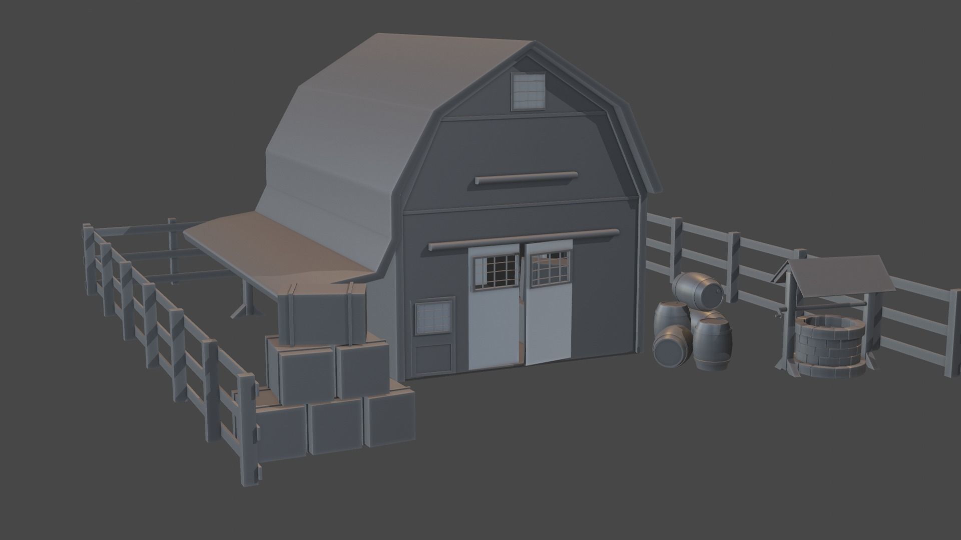 Barn House Low-poly 3D model_14