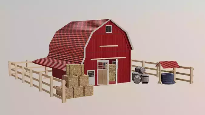 Barn House Low-poly 3D model