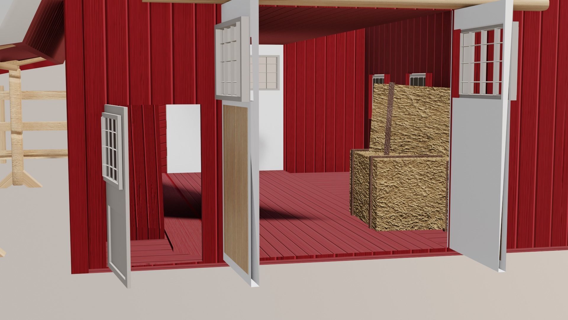 Barn House Low-poly 3D model_10