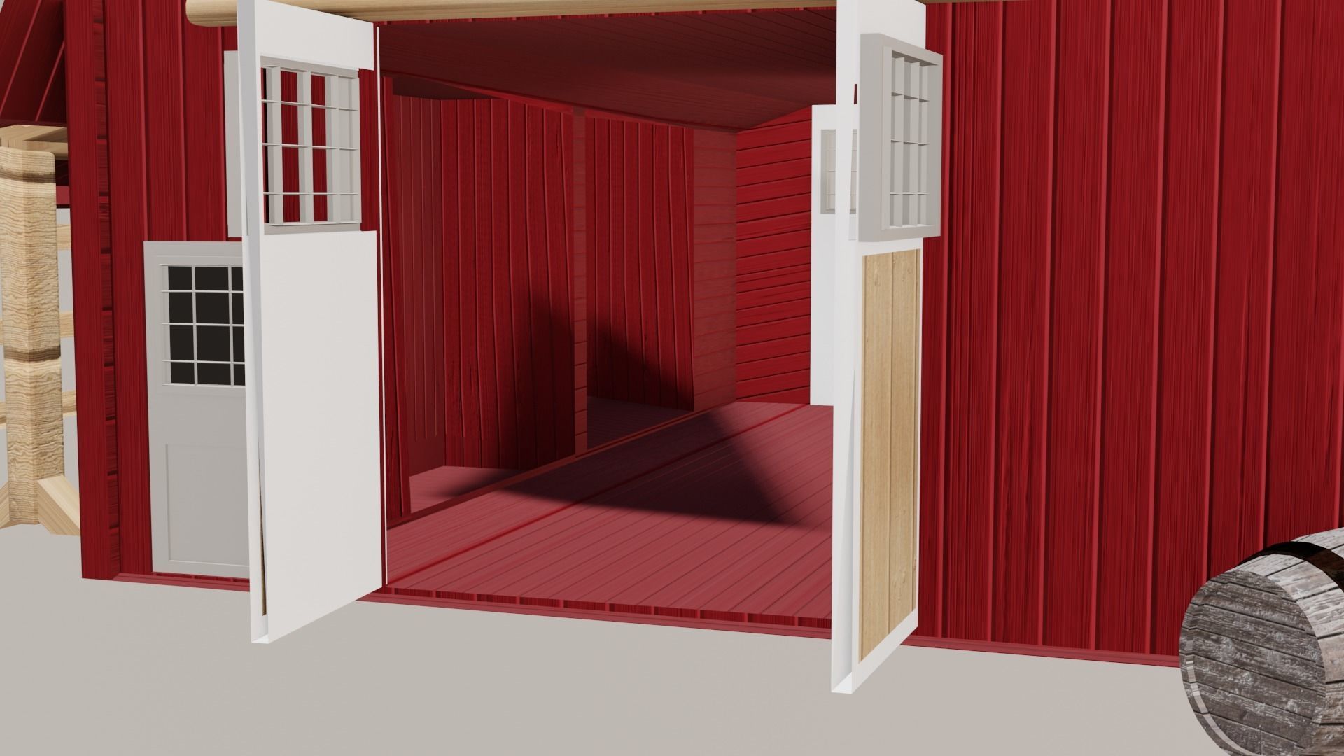 Barn House Low-poly 3D model_8