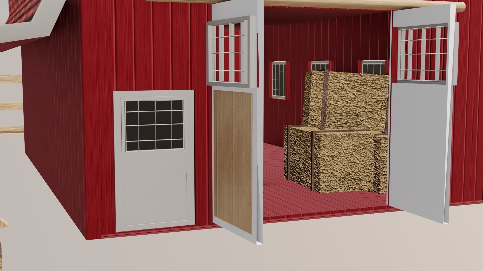 Barn House Low-poly 3D model_9