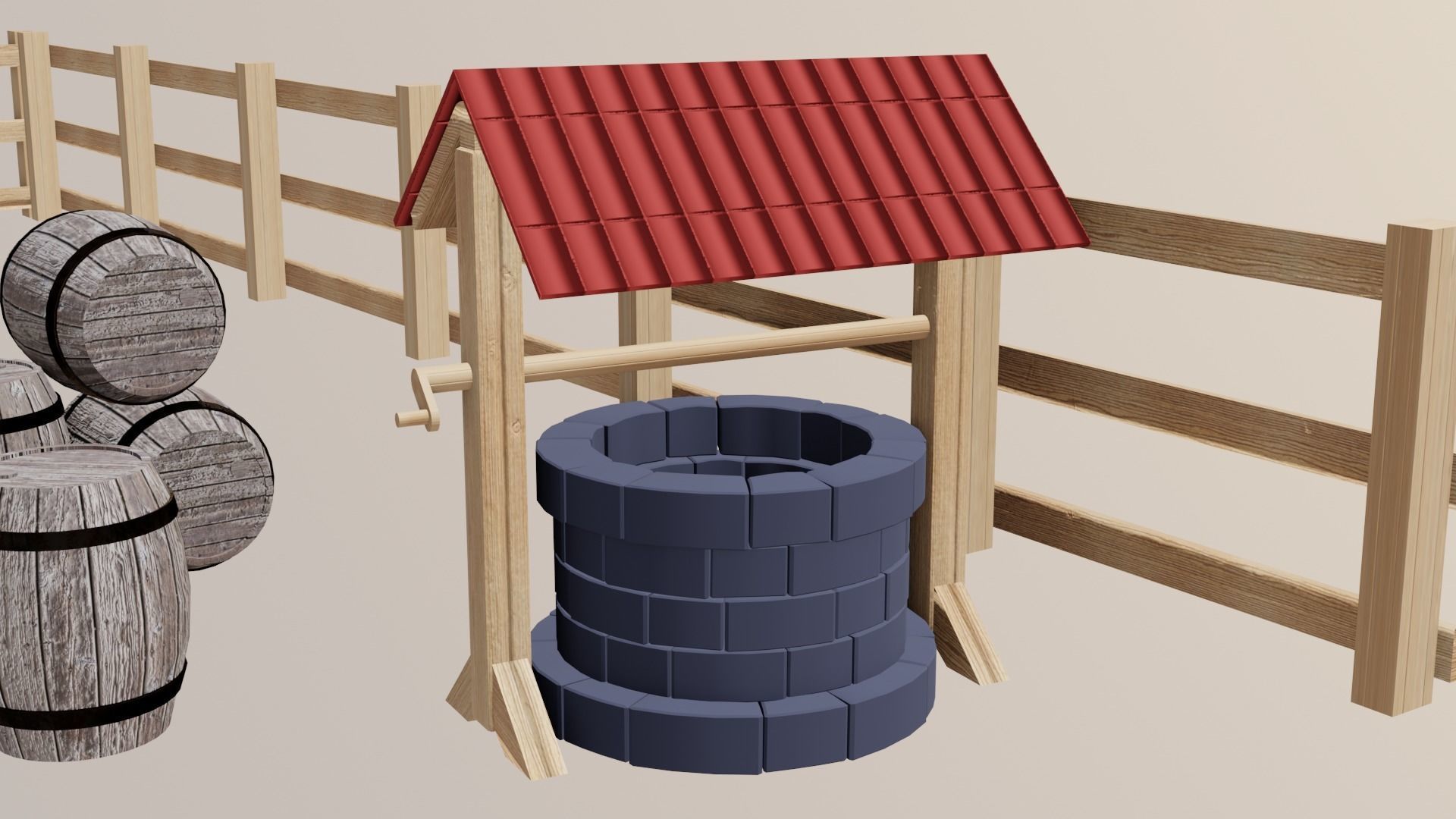 Barn House Low-poly 3D model_13