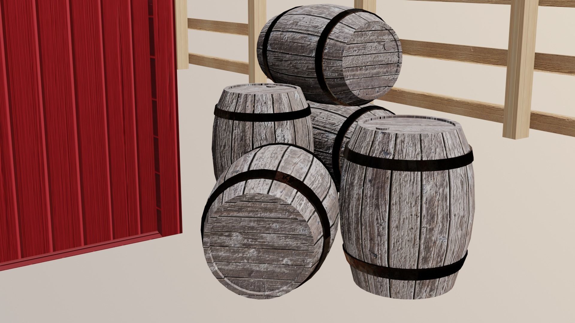 Barn House Low-poly 3D model_11