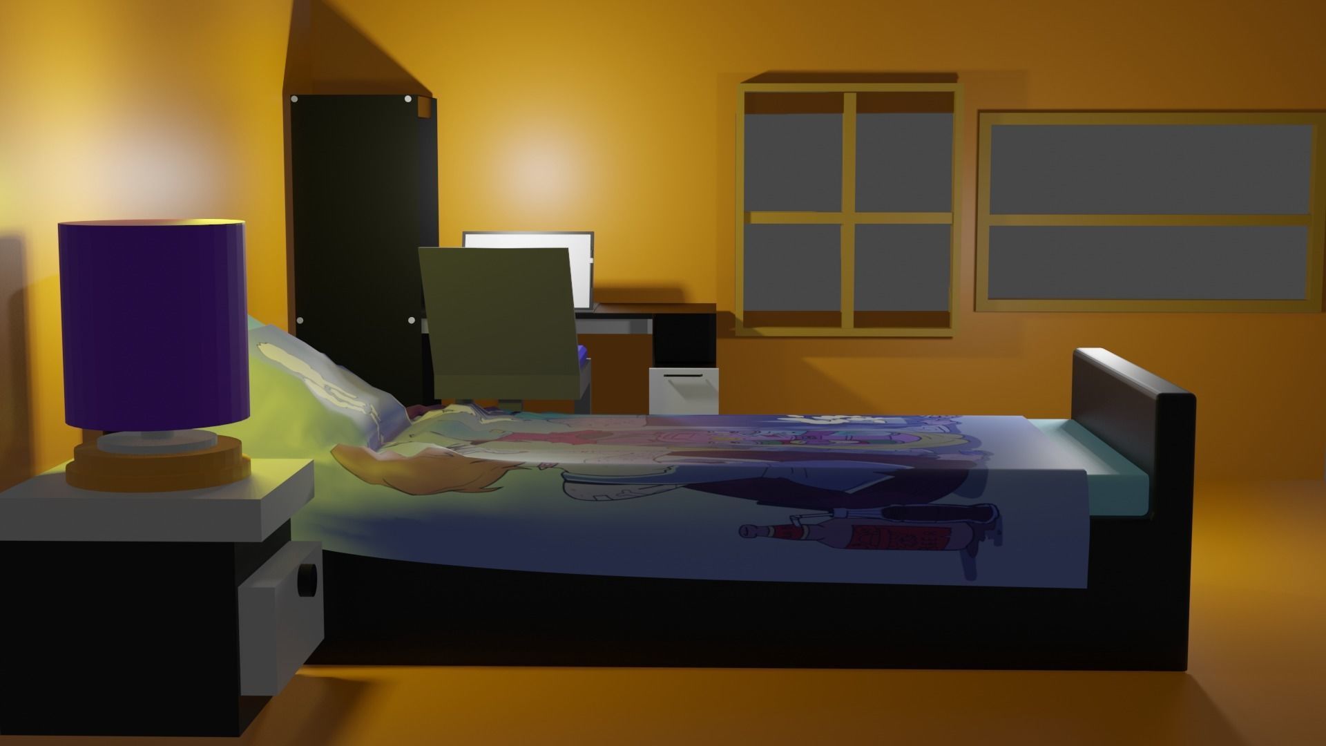 Simple Bedroom Free 3D model_1