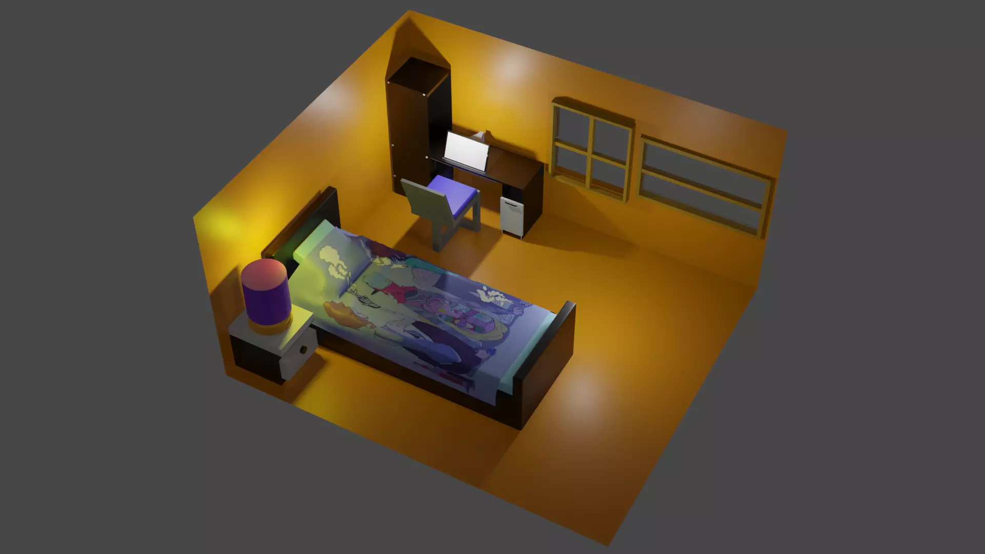 Simple Bedroom Free 3D model_0