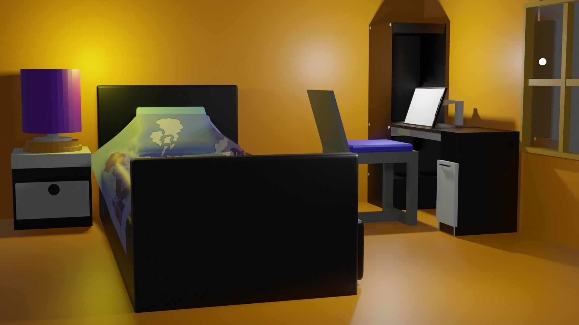 Simple Bedroom Free 3D model_2