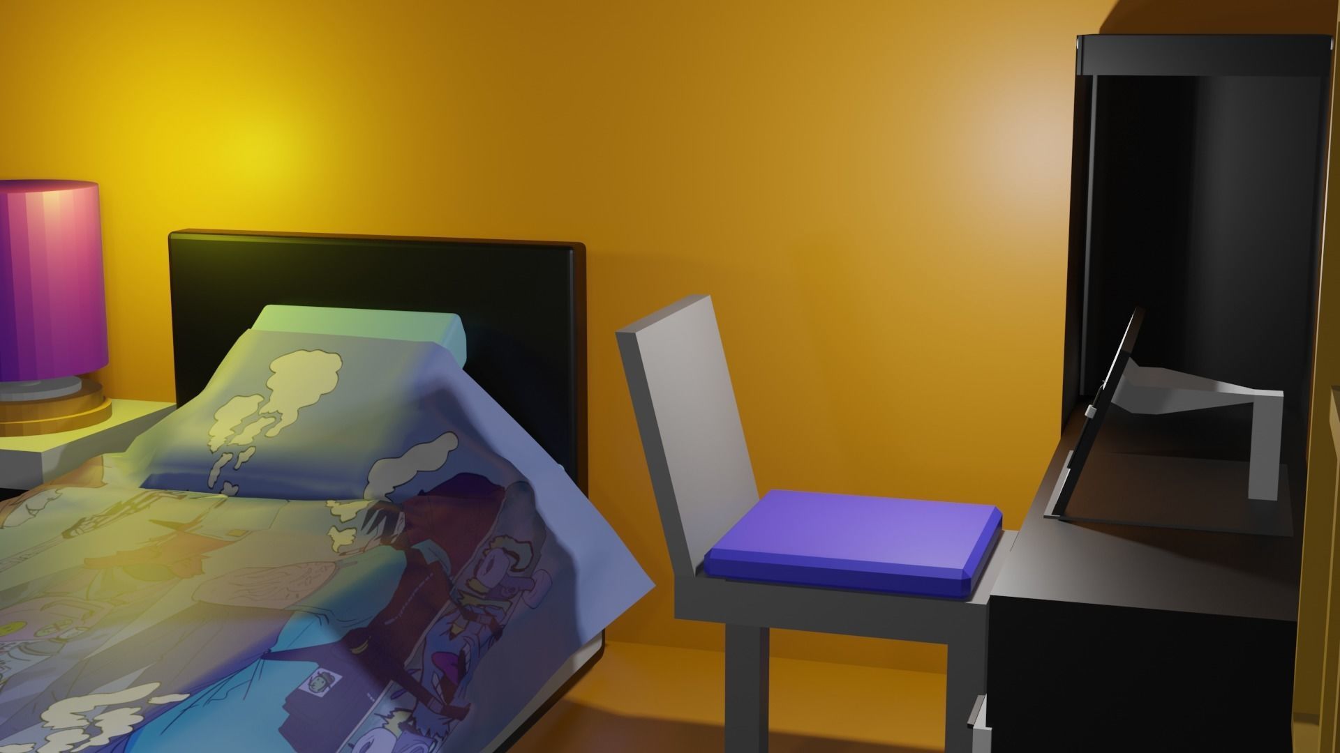 Simple Bedroom Free 3D model_4