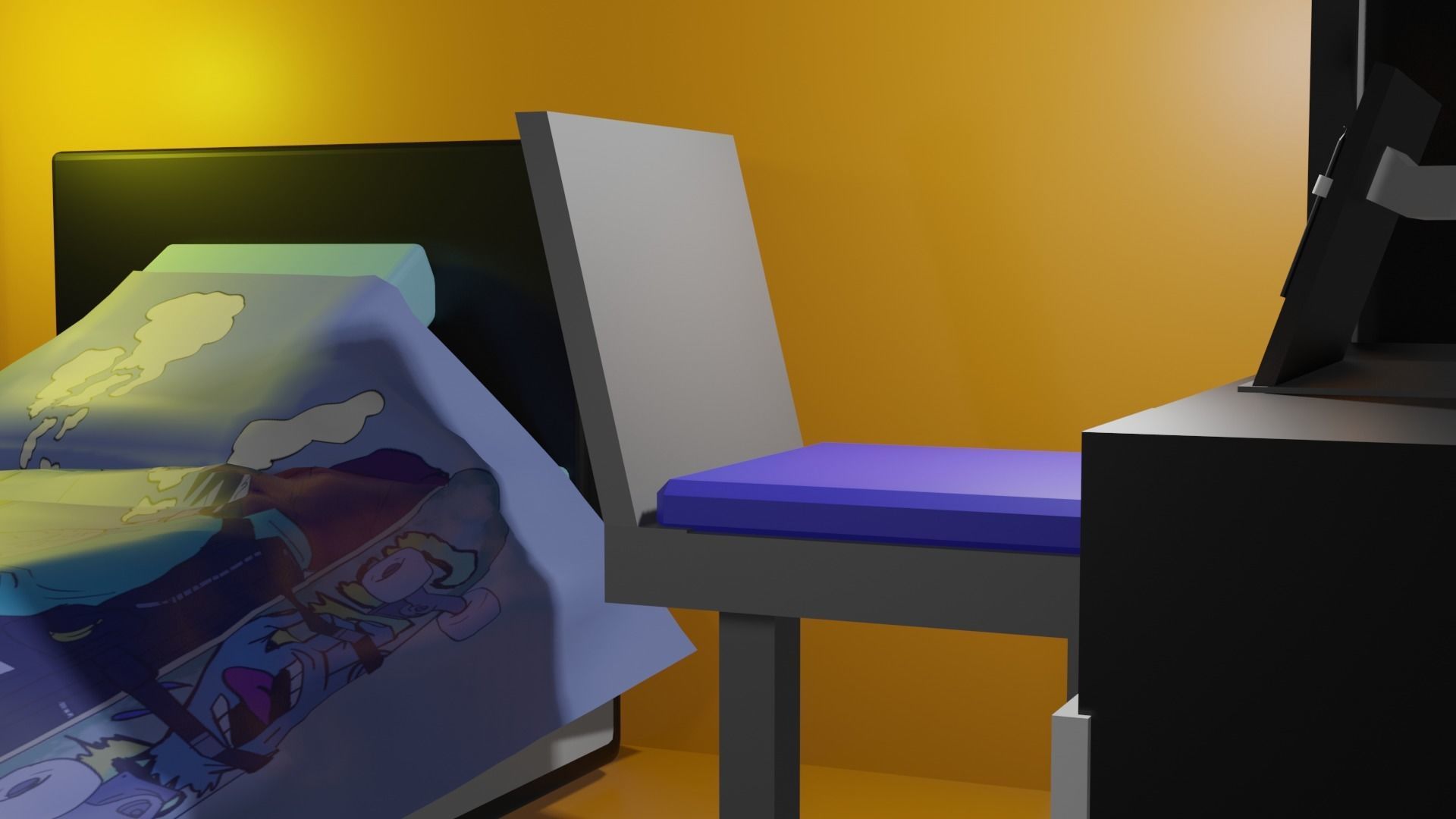 Simple Bedroom Free 3D model_6