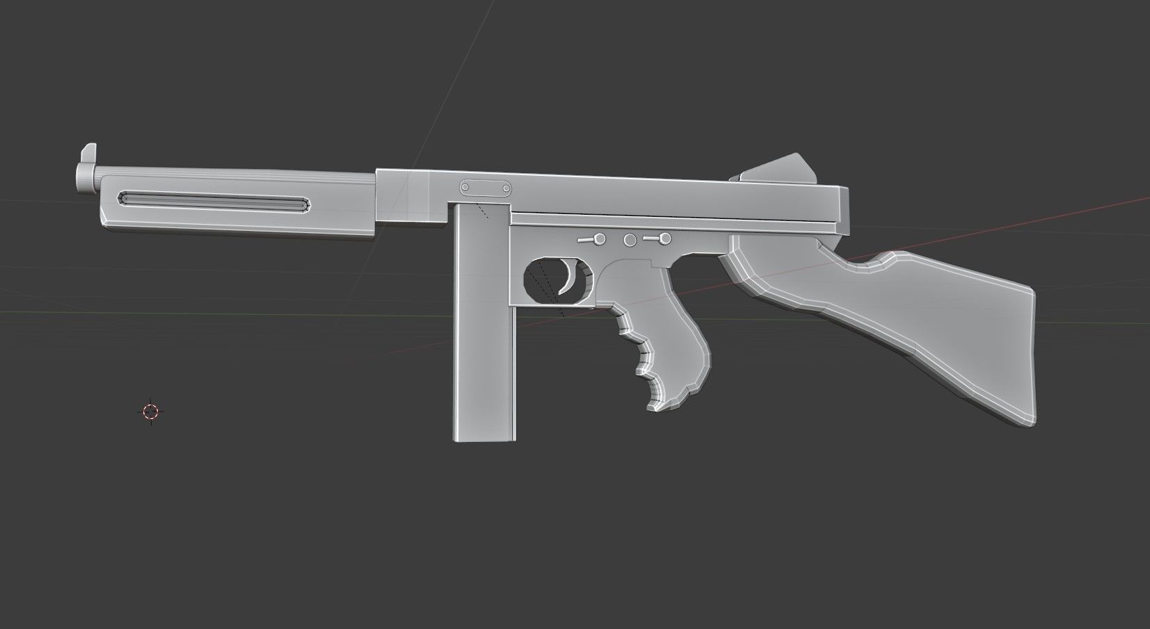 Thompson M1A1 Low-poly 3D model_9