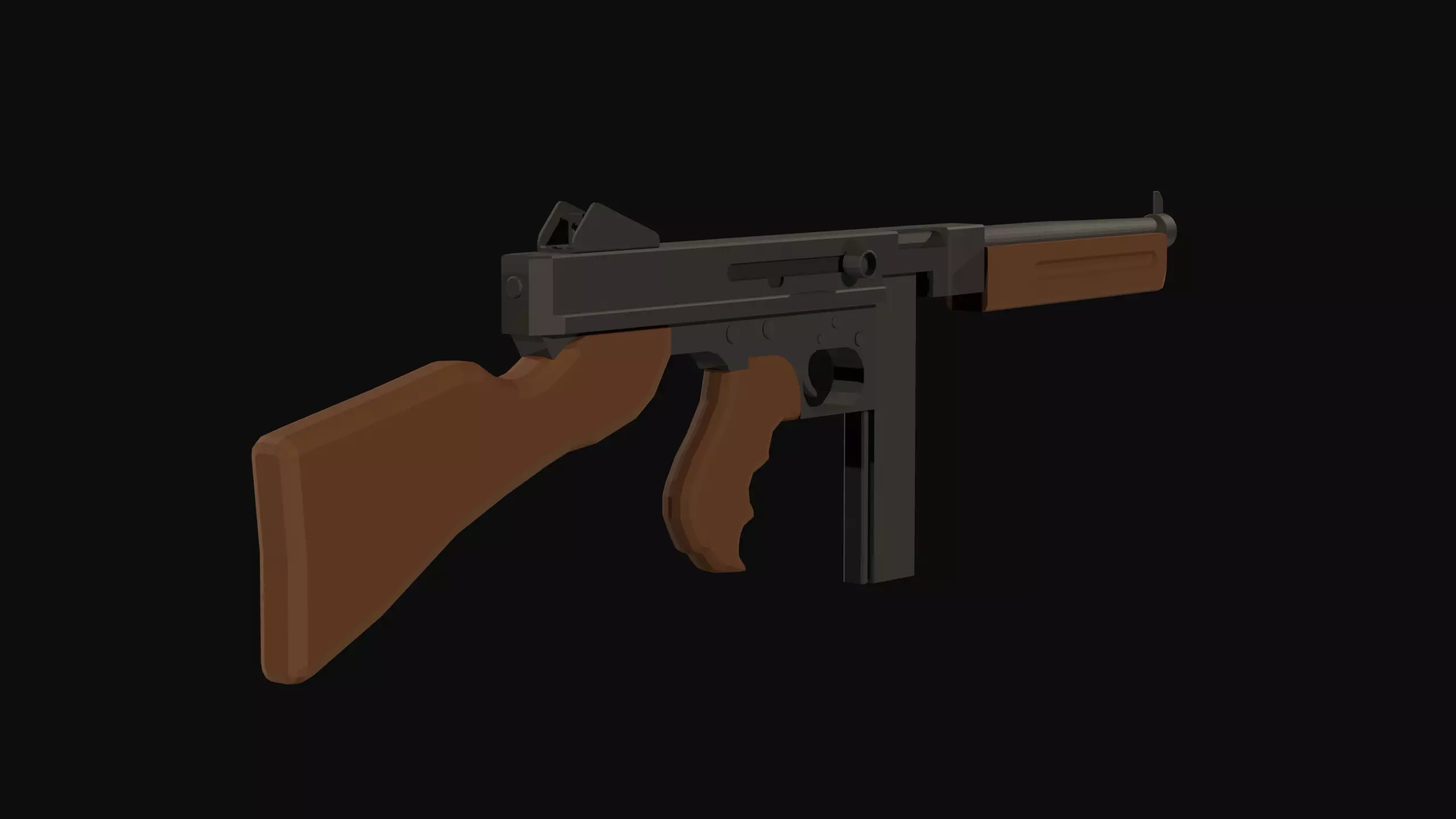 Thompson M1A1 Low-poly 3D model_0