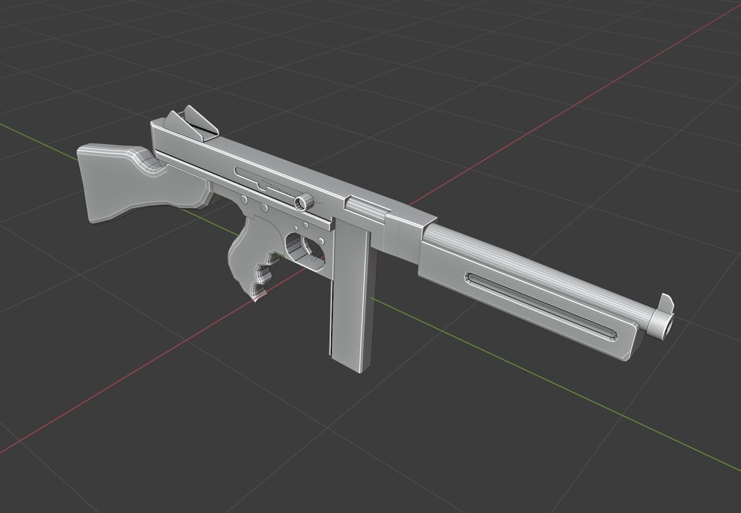 Thompson M1A1 Low-poly 3D model_8