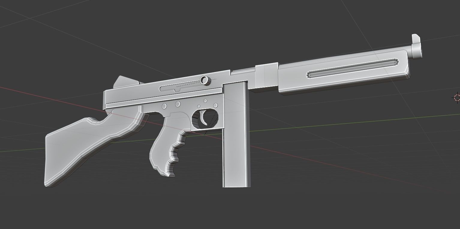 Thompson M1A1 Low-poly 3D model_7