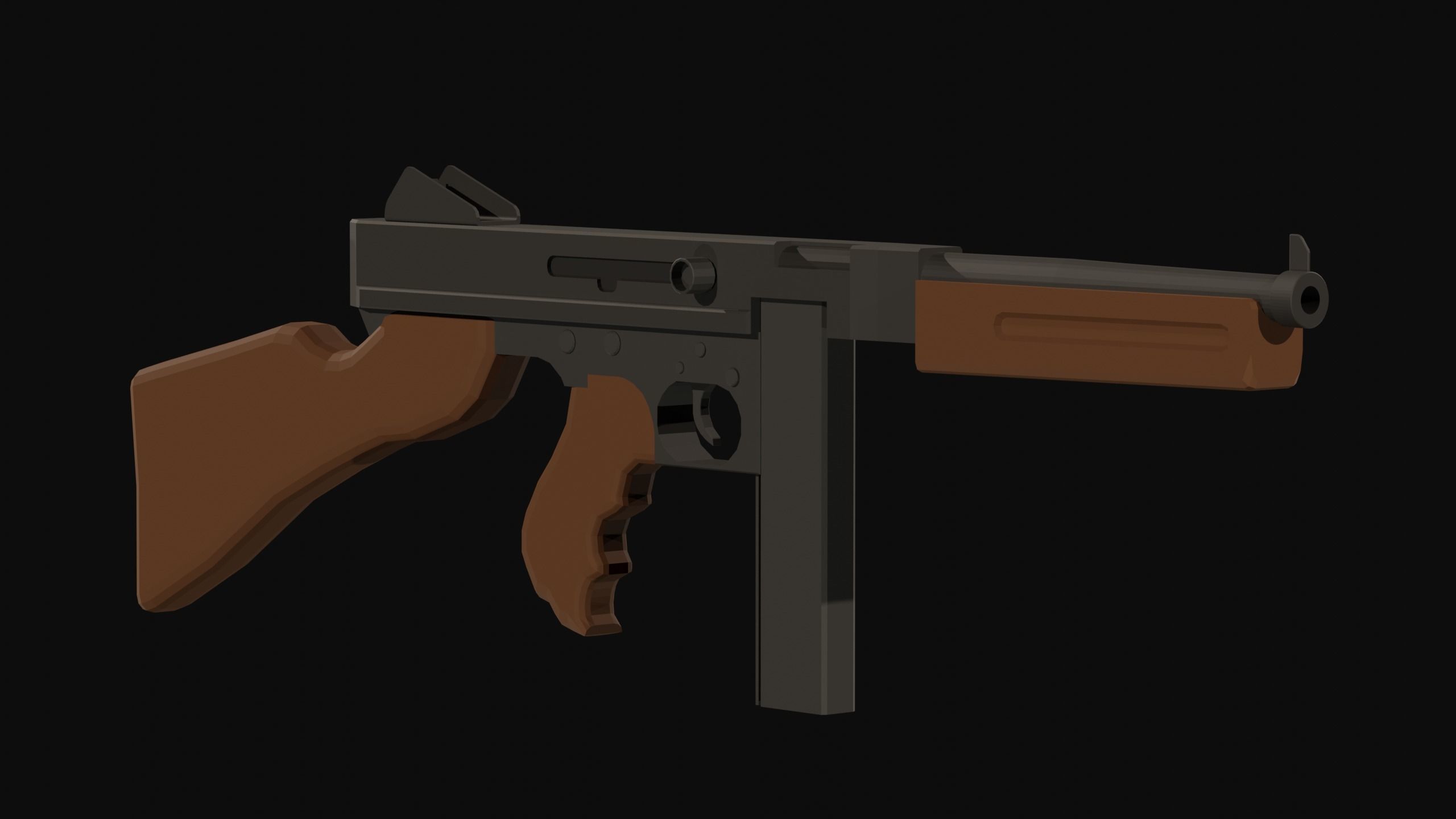 Thompson M1A1 Low-poly 3D model_1