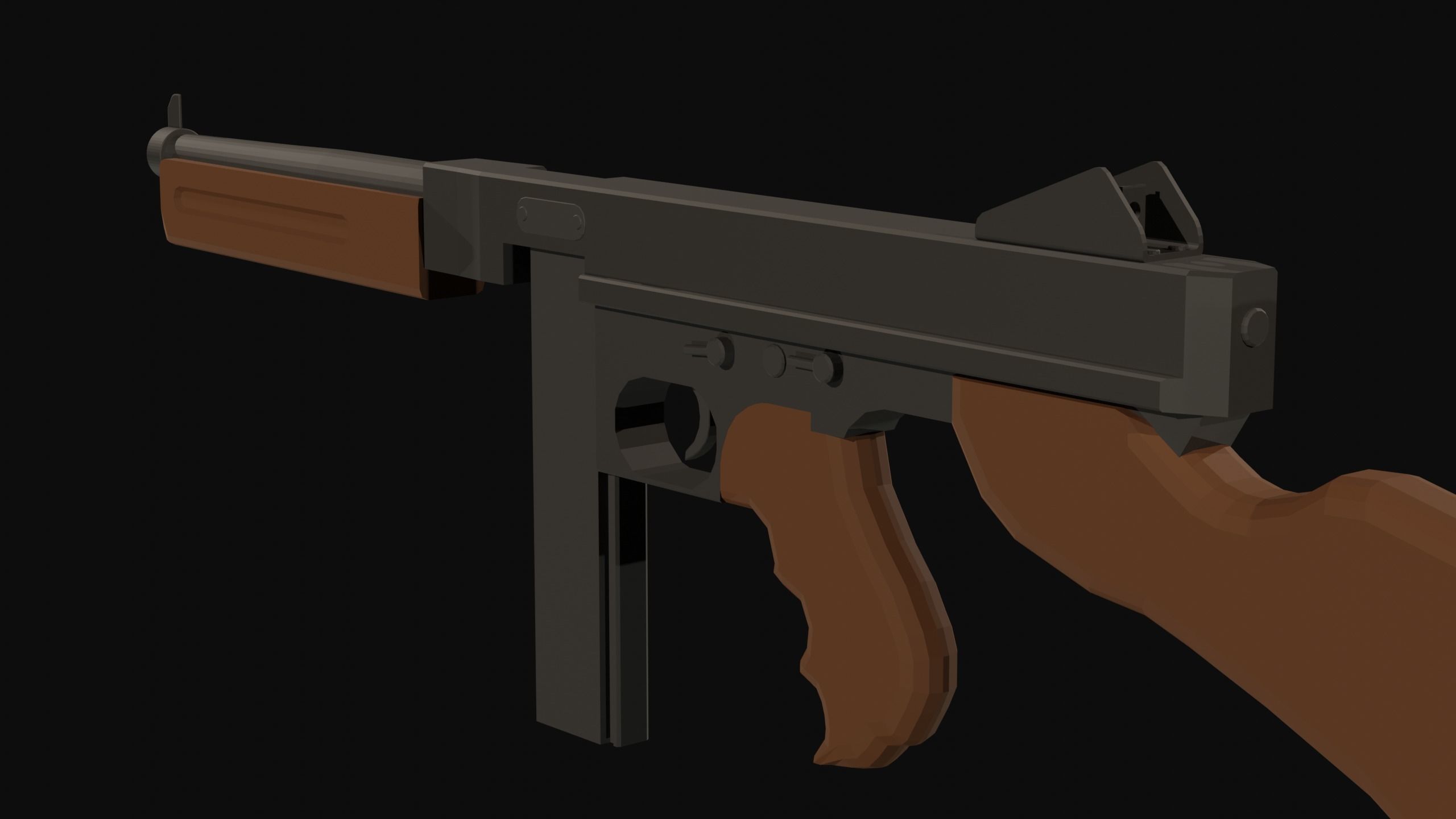Thompson M1A1 Low-poly 3D model_4