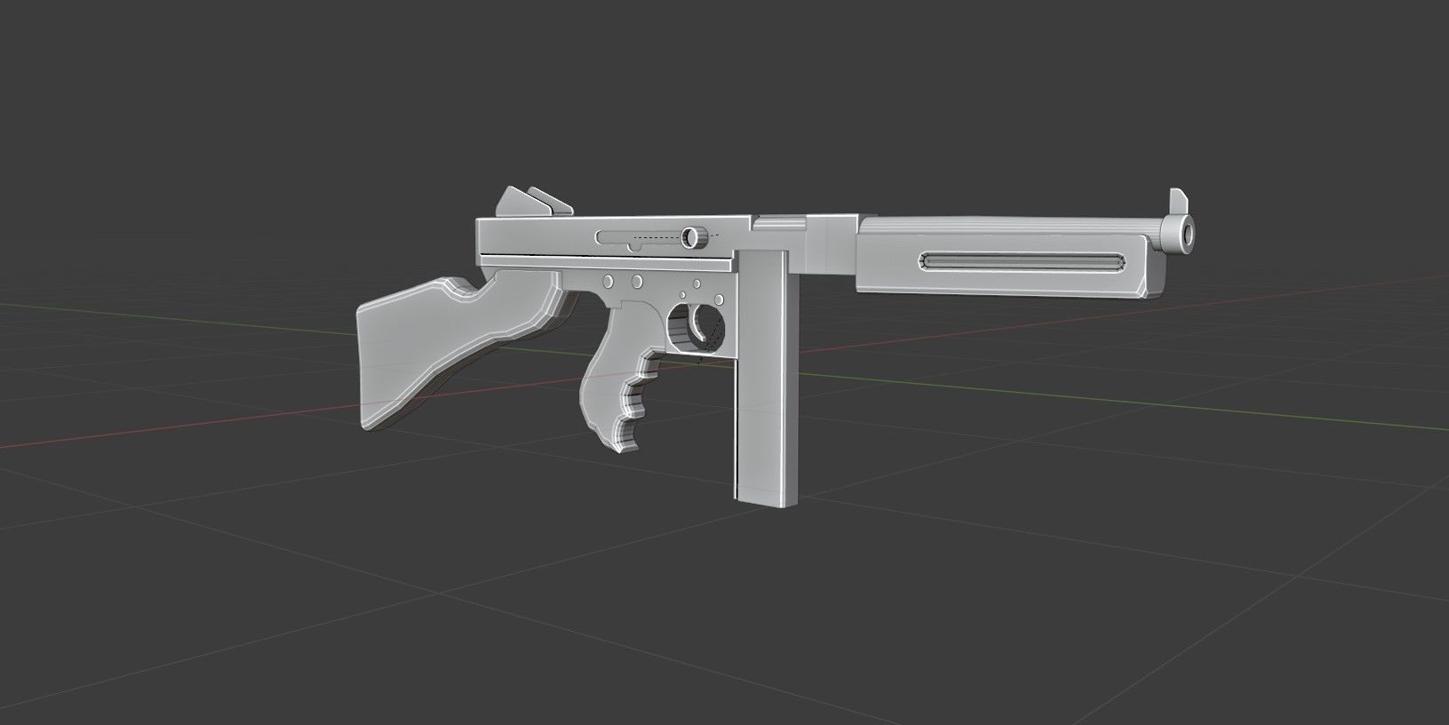 Thompson M1A1 Low-poly 3D model_5