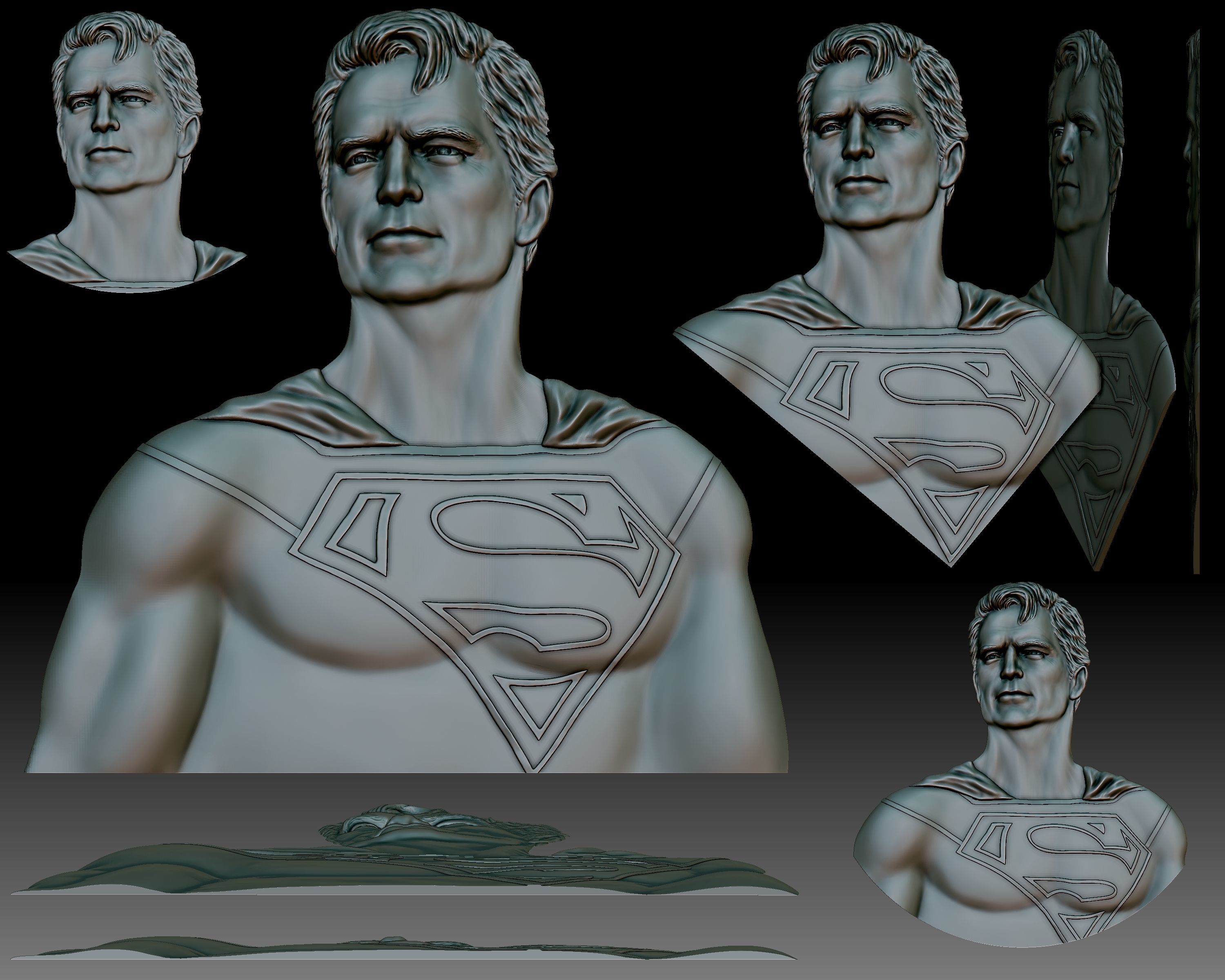 Superman portrait bas-relief for CNC router or printer 3D model 3D ...