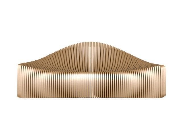 bench made of wood with slats 3D model_1