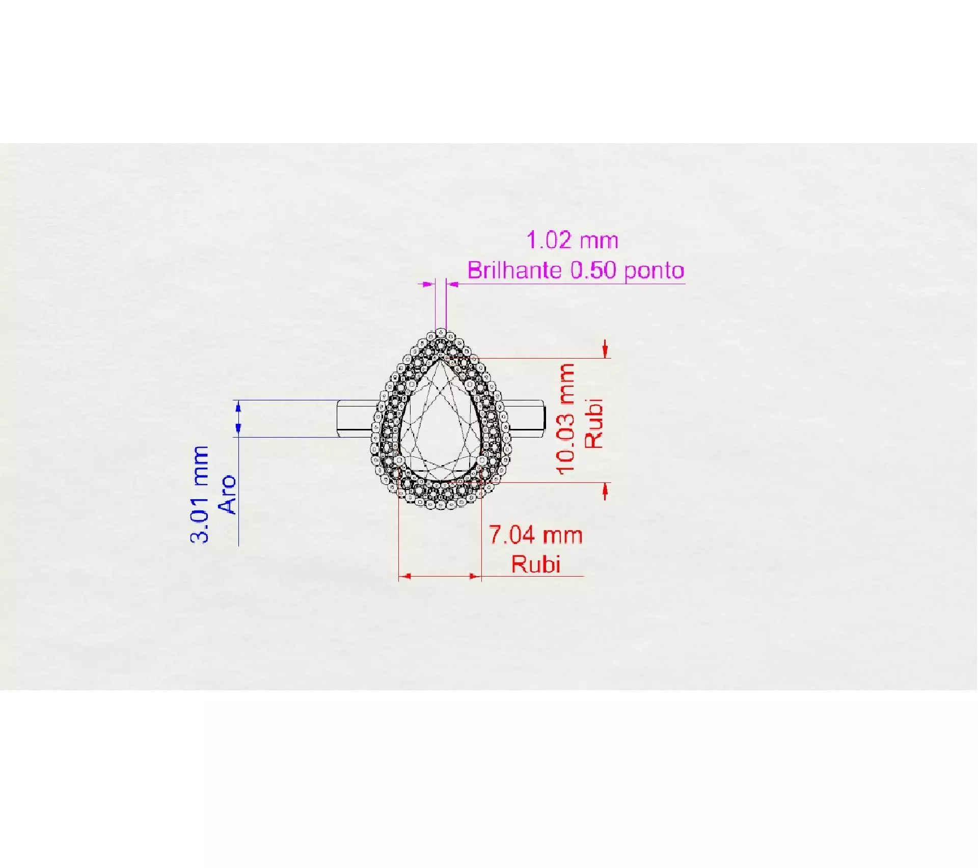 Anel Gota Cravejado  3D print model_0