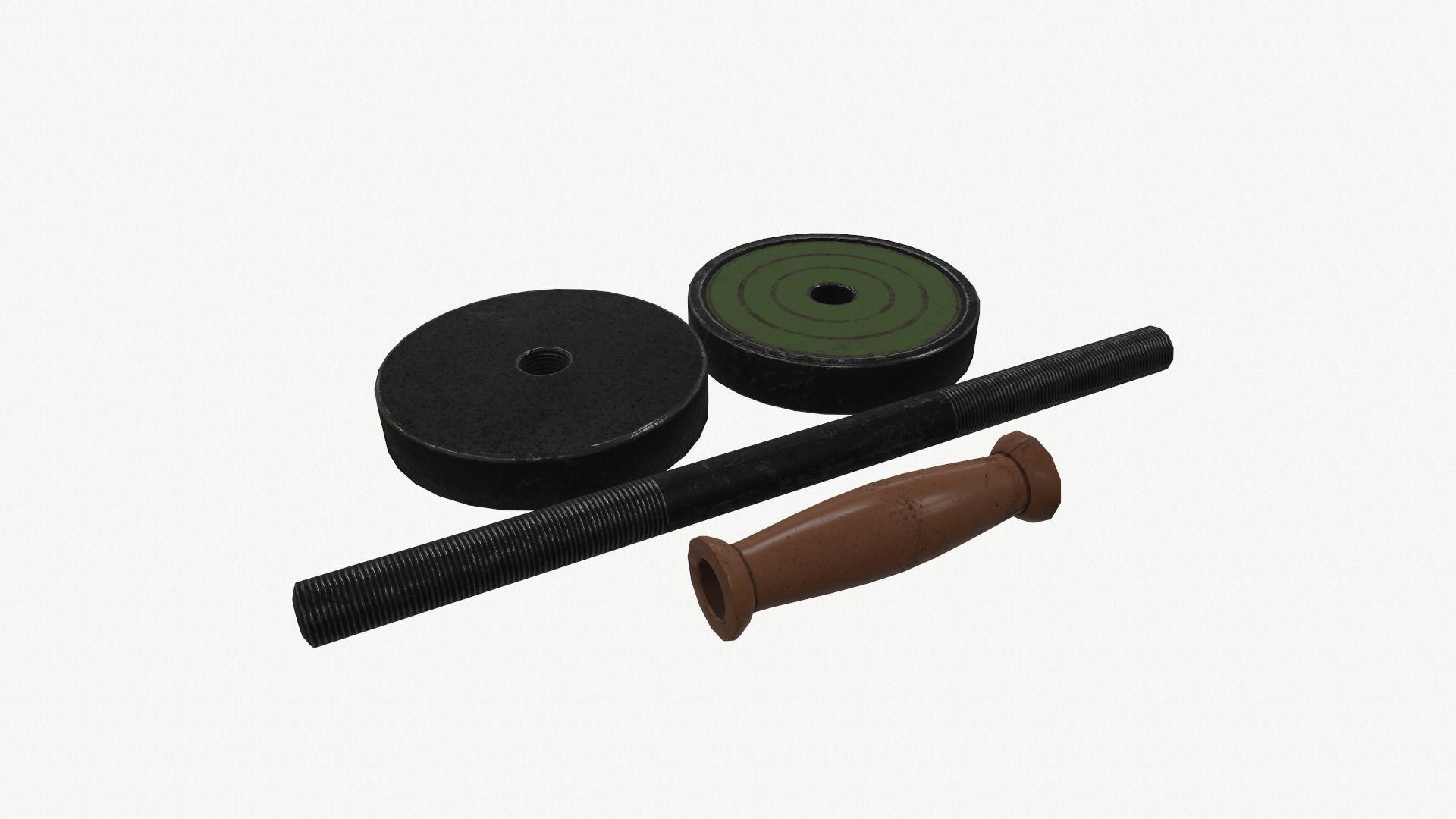 Old Dumbbell Low-poly 3D model_2