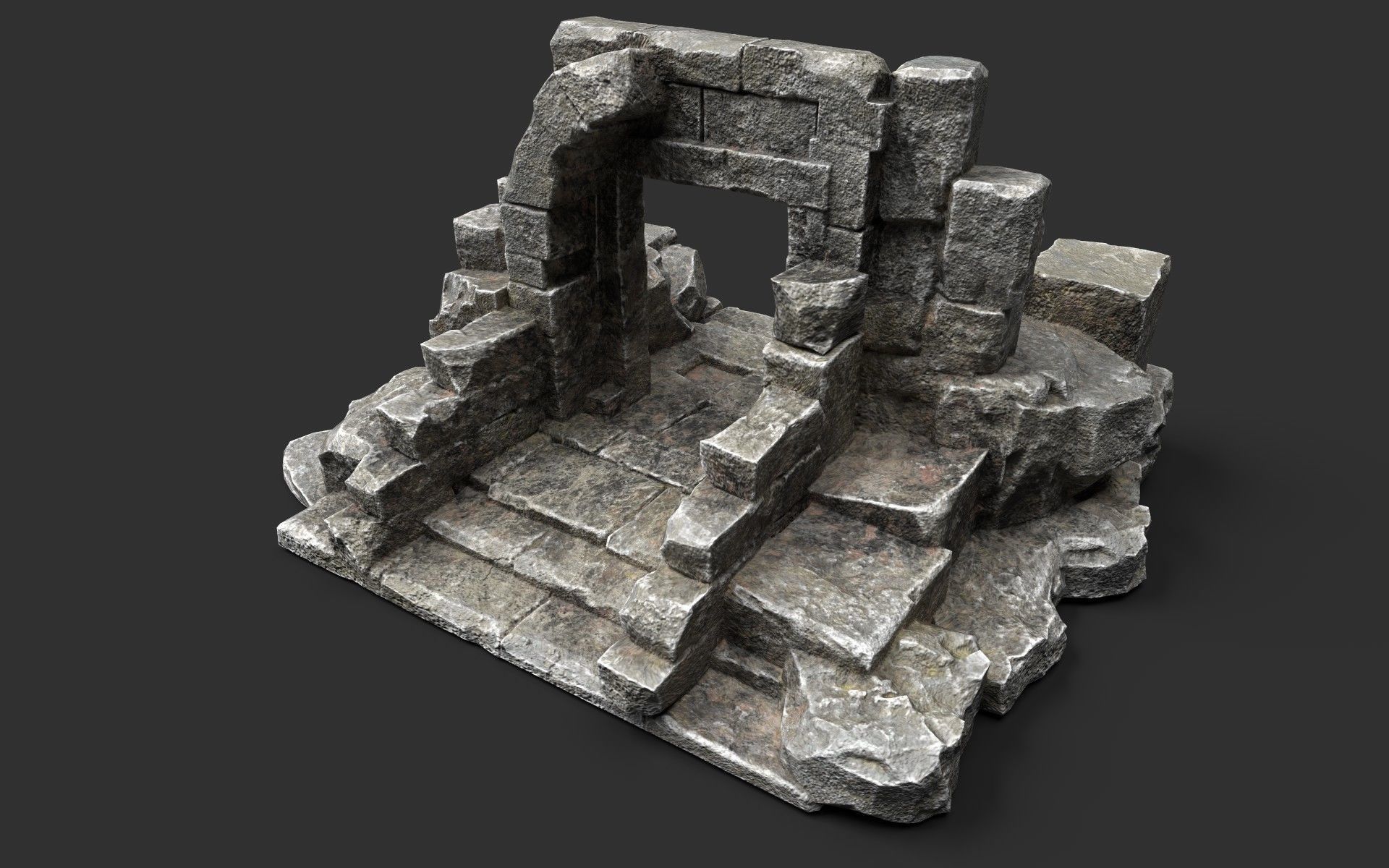 Ancient Gate Low-poly 3D model_2