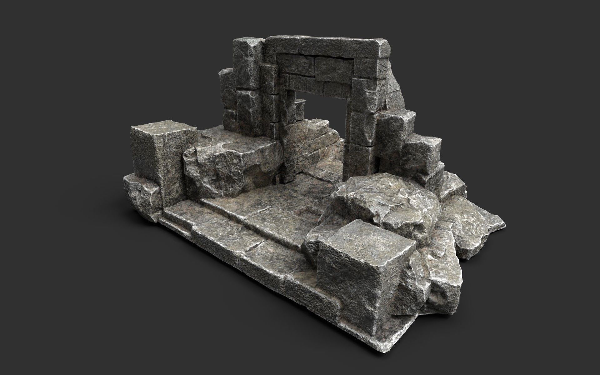 Ancient Gate Low-poly 3D model_5