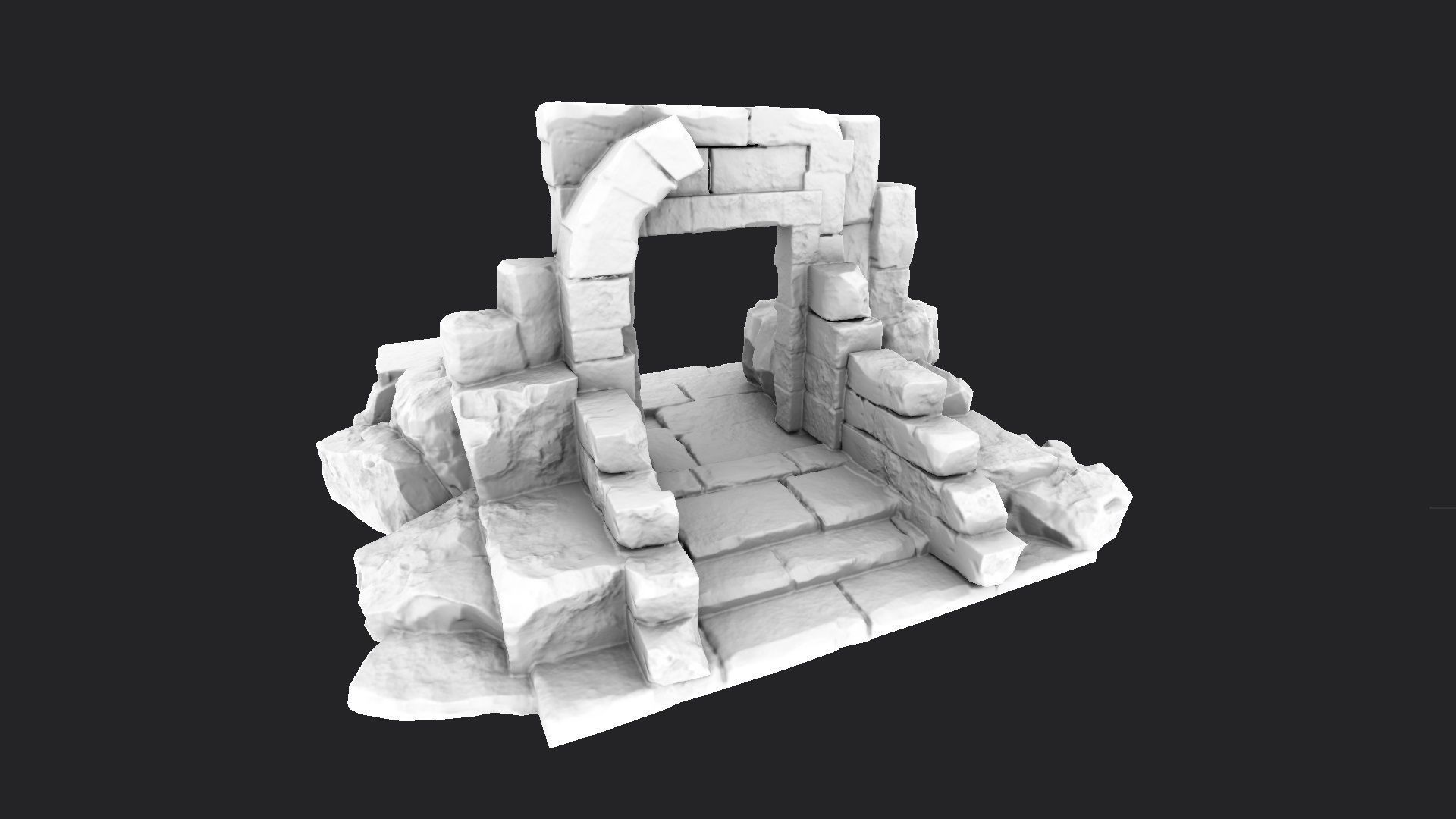 Ancient Gate Low-poly 3D model_6