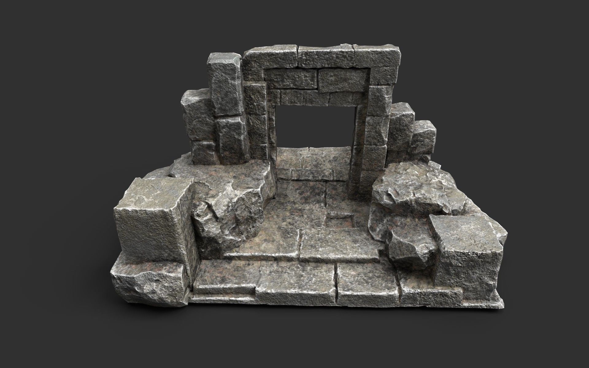 Ancient Gate Low-poly 3D model_4