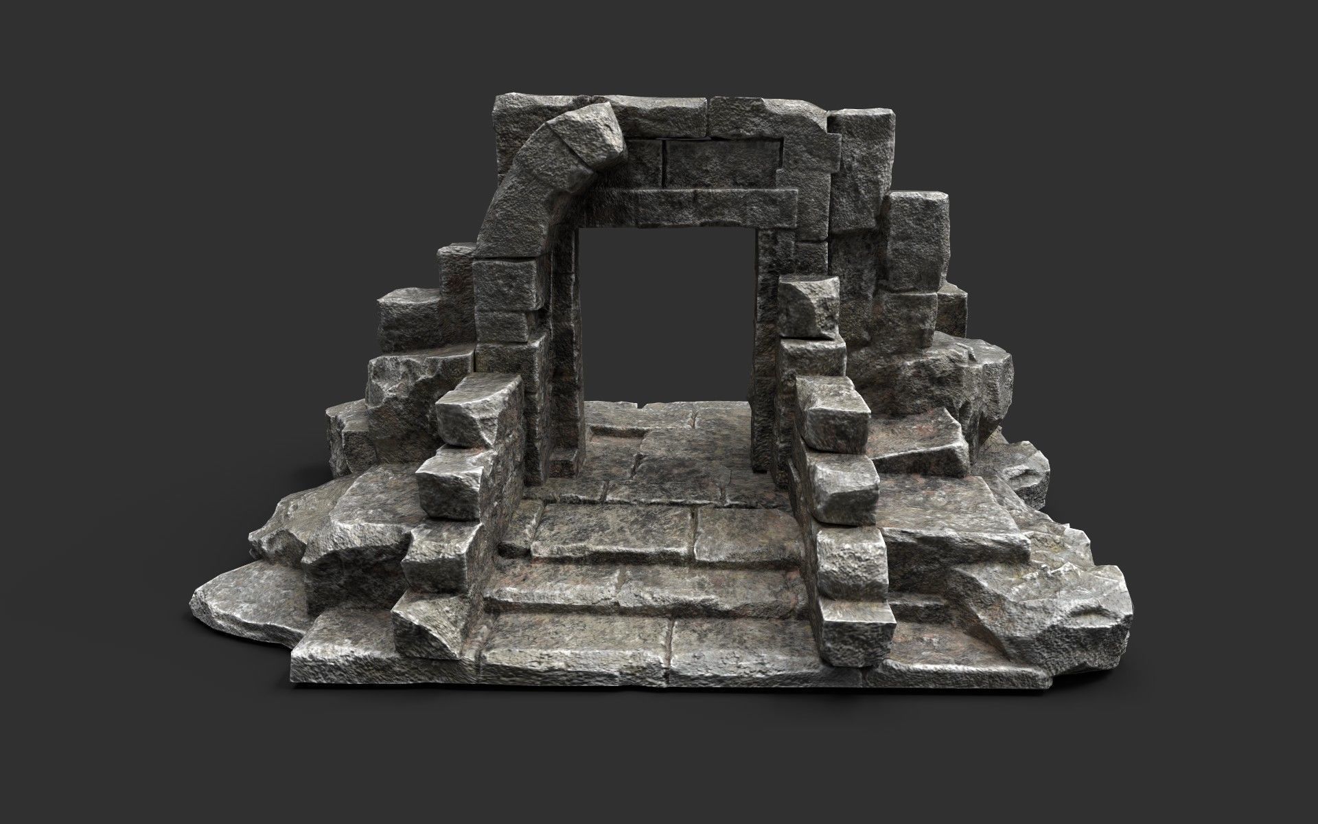 Ancient Gate Low-poly 3D model_1