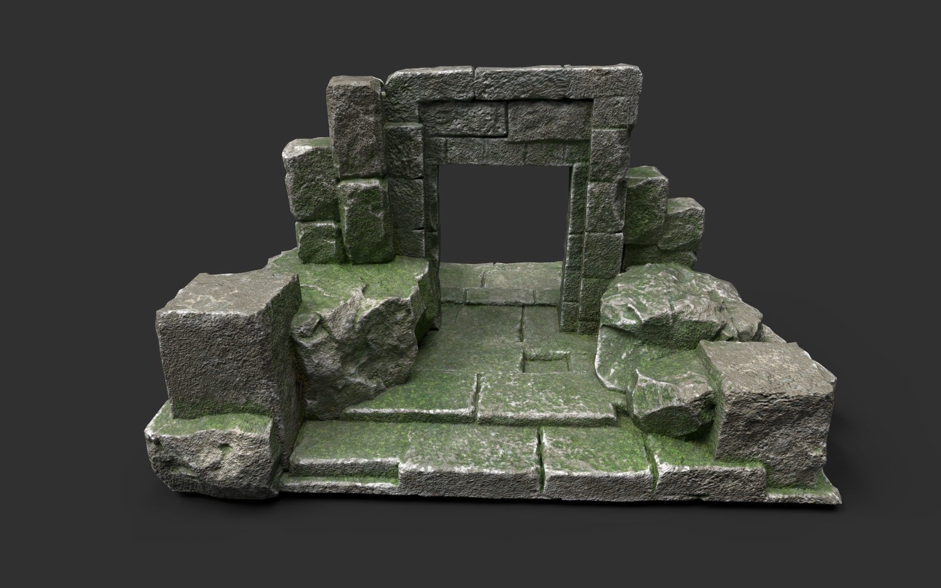 Ancient Gate Low-poly 3D model_4