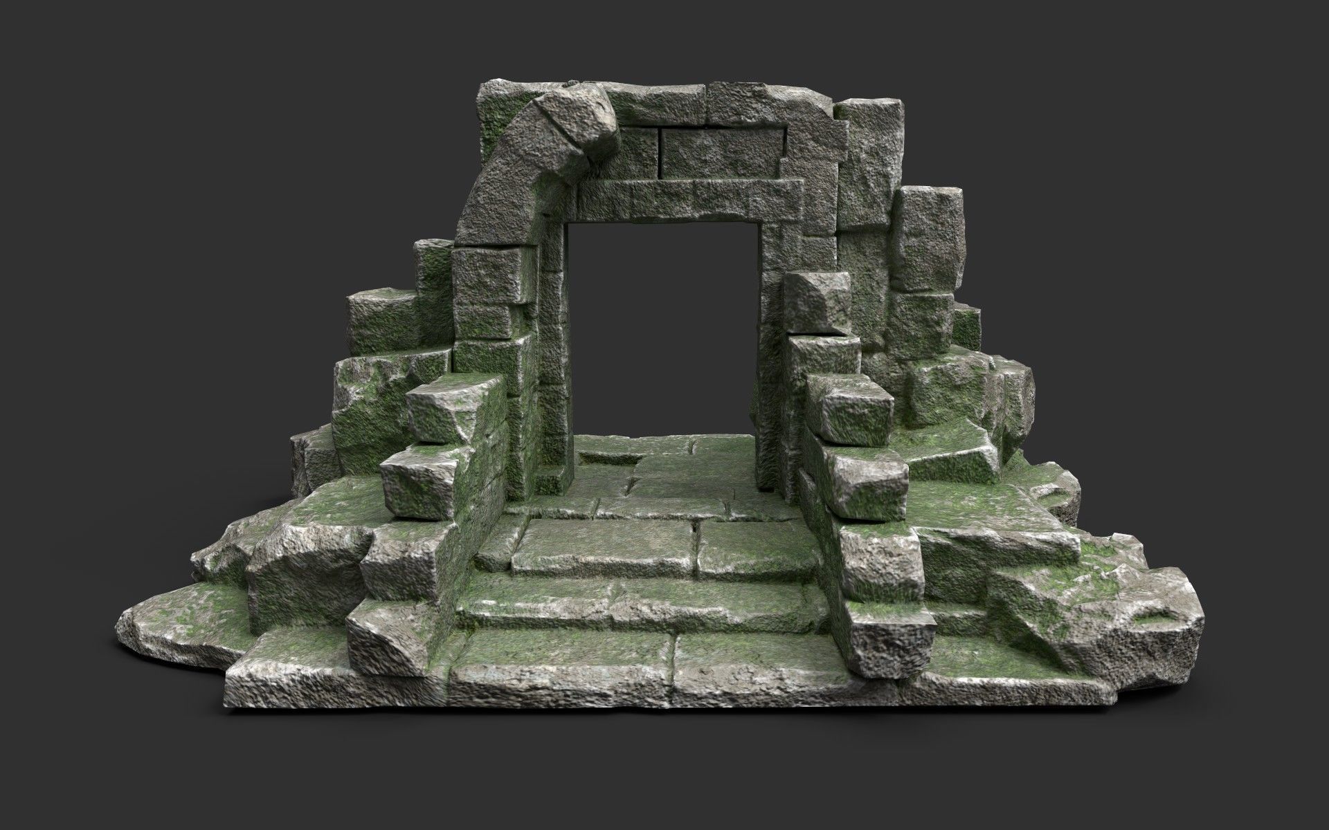 Ancient Gate Low-poly 3D model_1