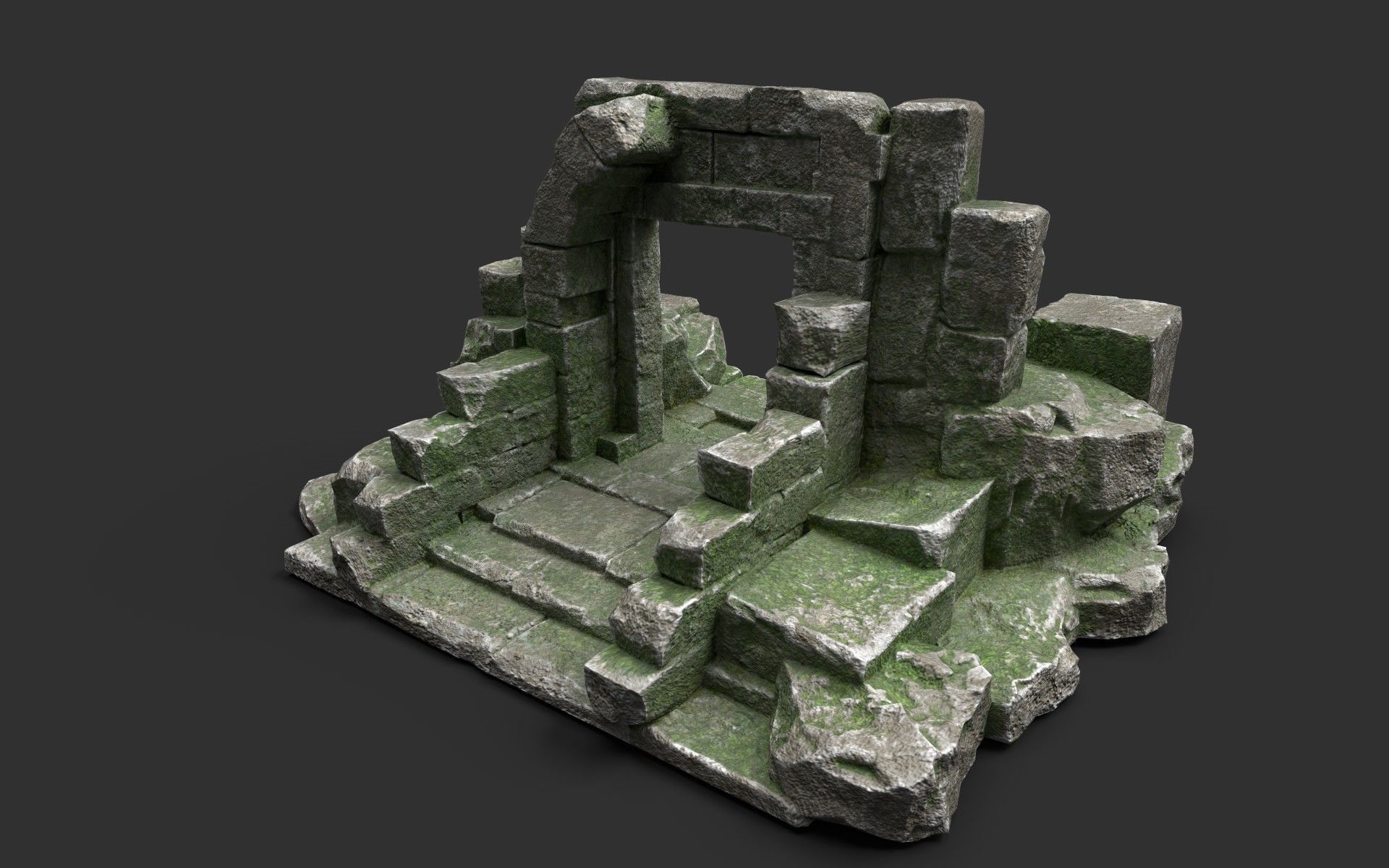 Ancient Gate Low-poly 3D model_2
