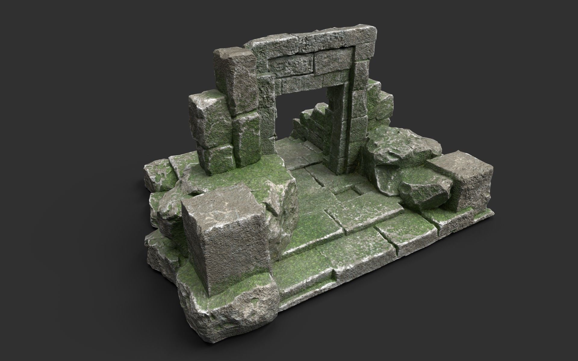 Ancient Gate Low-poly 3D model_3