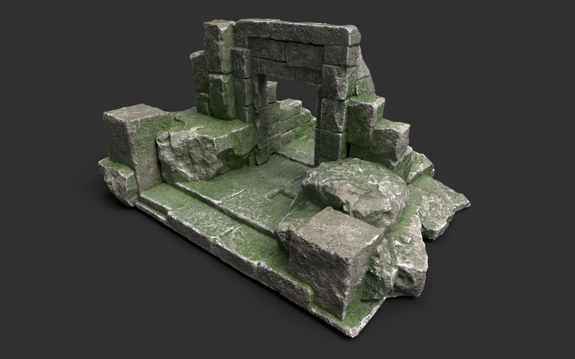 Ancient Gate Low-poly 3D model_5