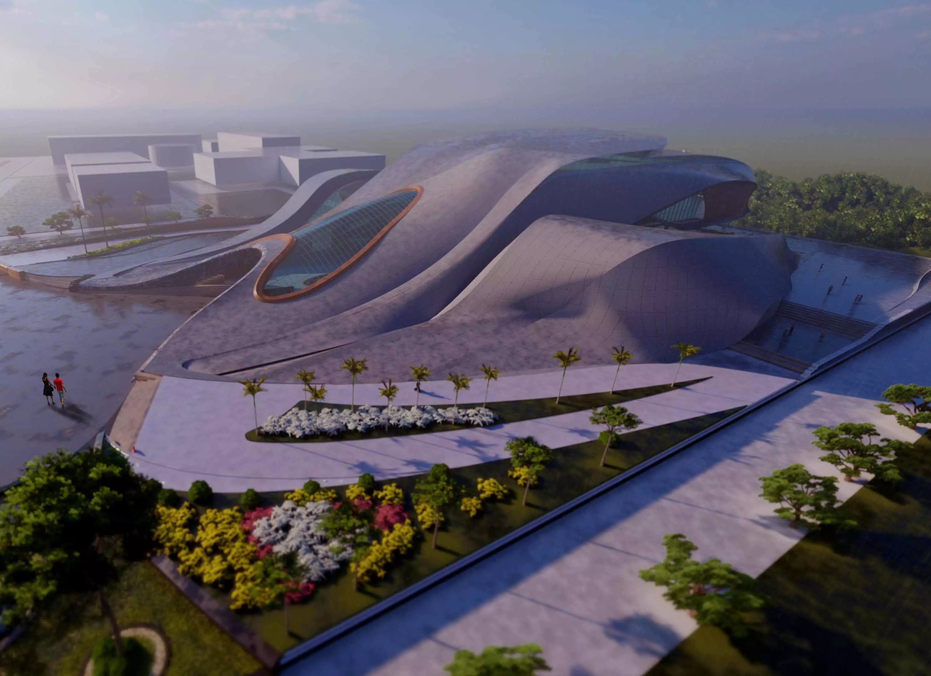 museum structure Low-poly 3D model_0