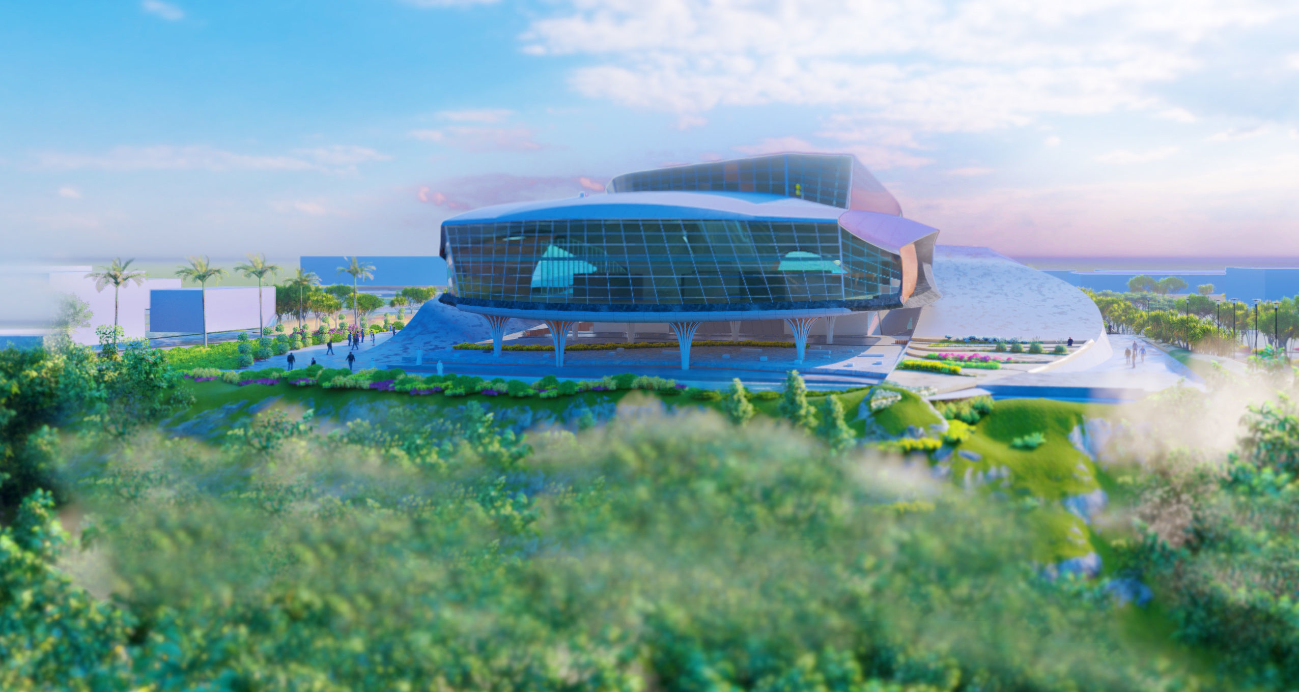 museum structure Low-poly 3D model_6