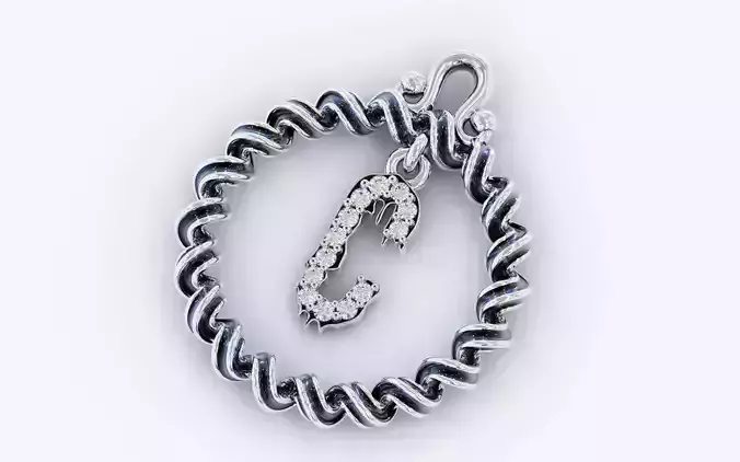 Alphabet Pendant Necklace Letter C 3D print model