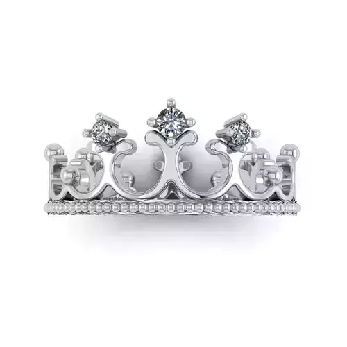 Crown ring 3DM STL OBJ model for 3D printing and CNC