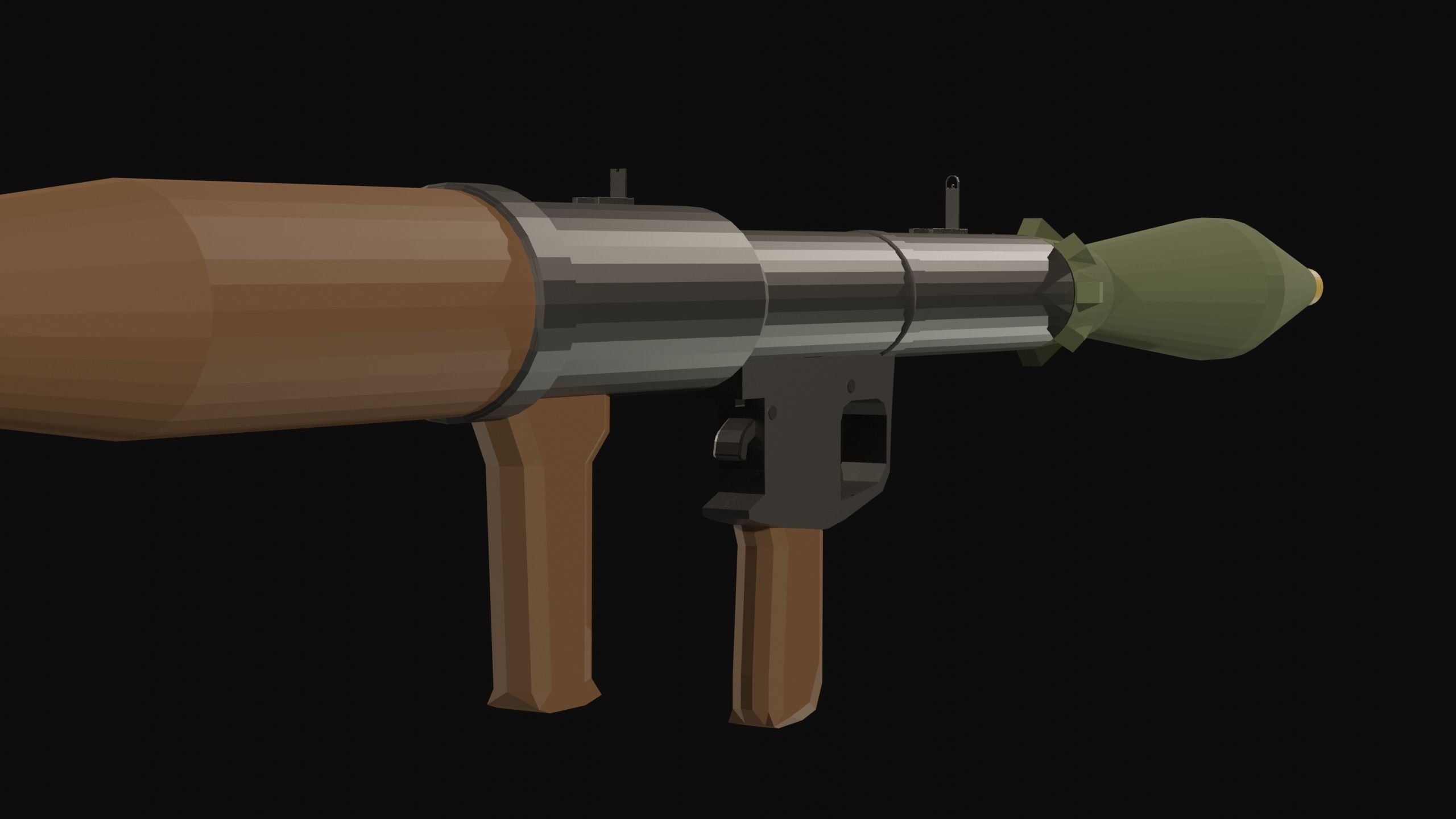RPG Low Poly grenade launcher Low-poly 3D model_7