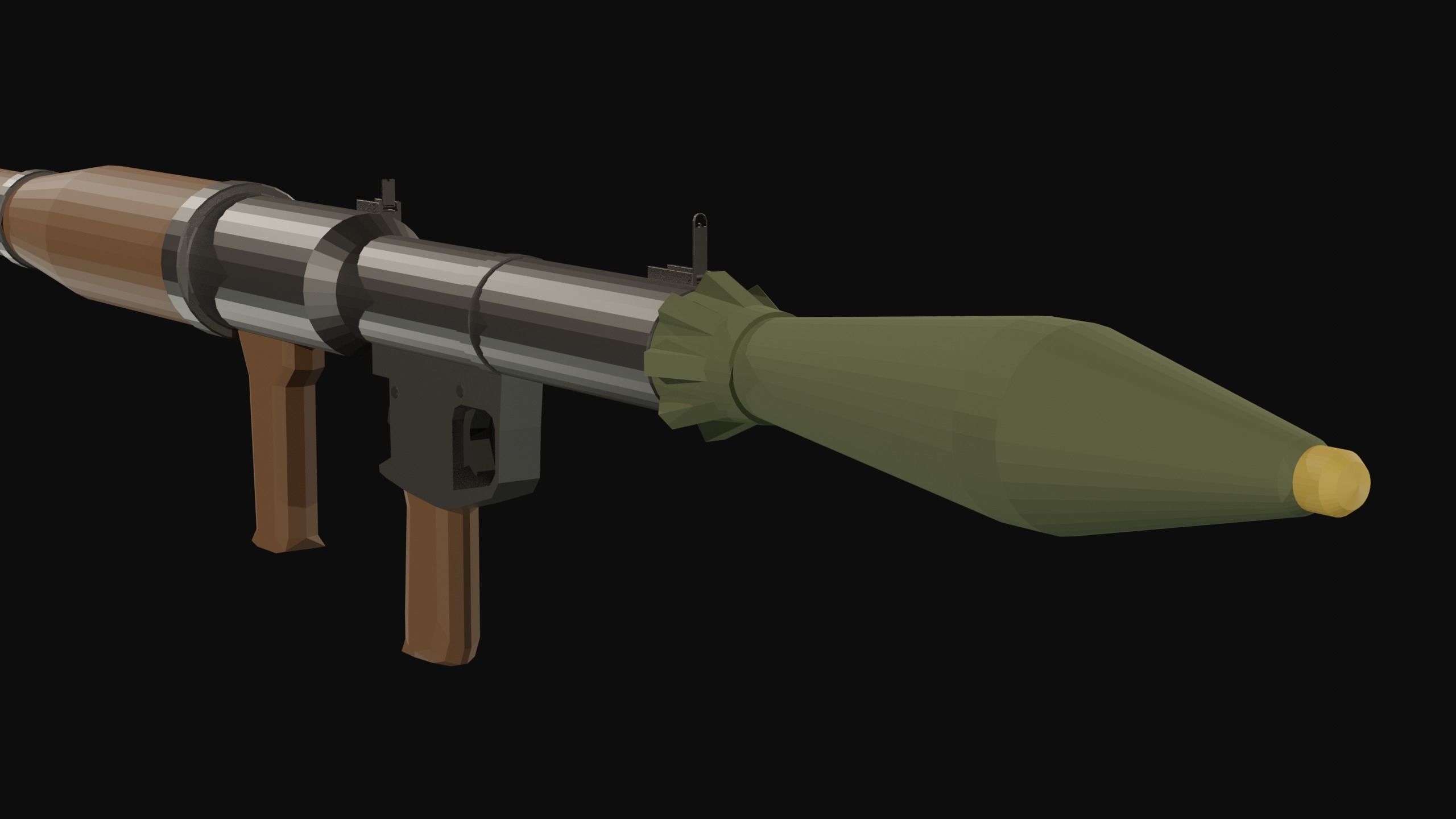 RPG Low Poly grenade launcher Low-poly 3D model_4