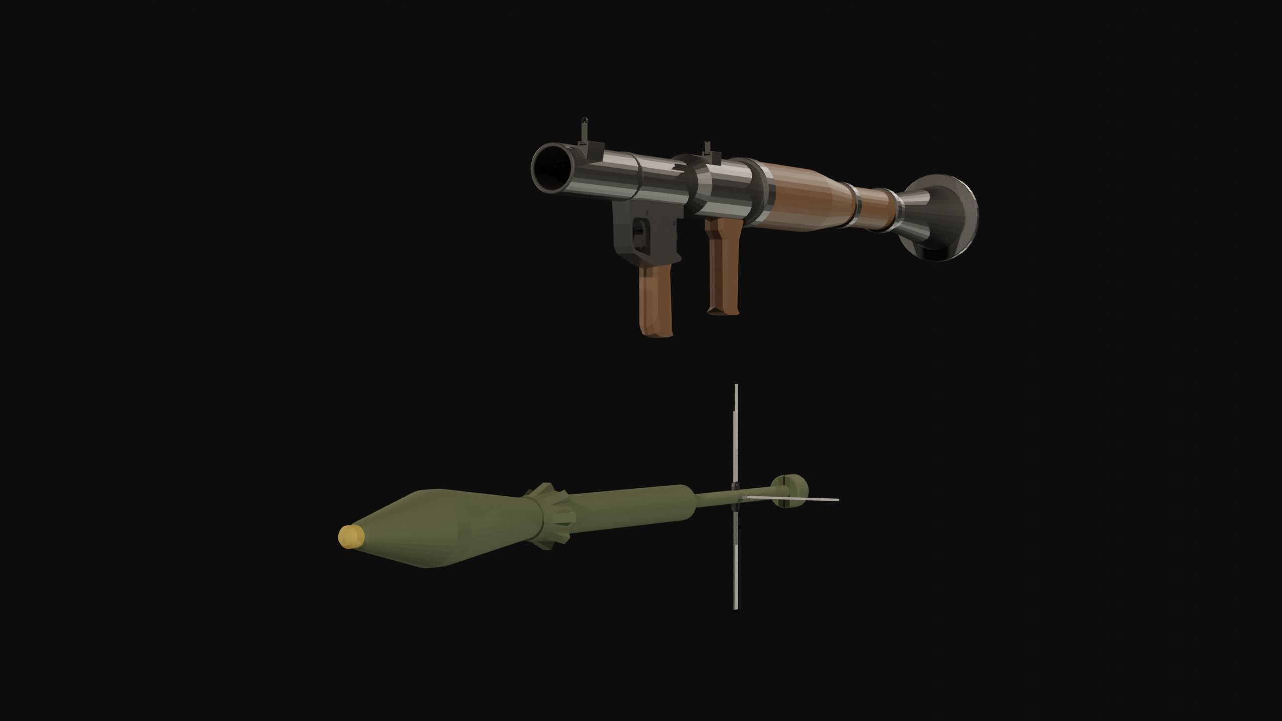 RPG Low Poly grenade launcher Low-poly 3D model_2