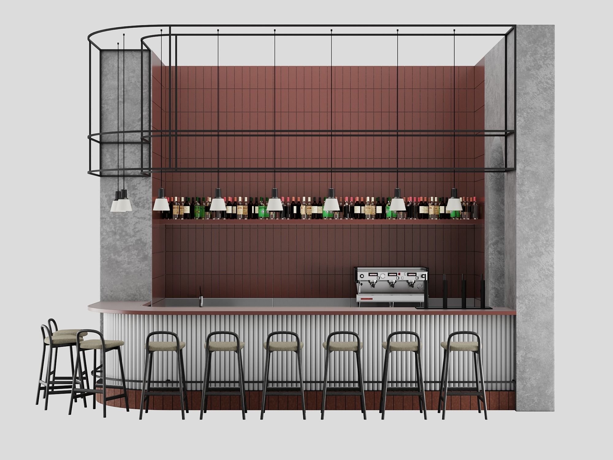 Restaurant Bar Counter NM 1 3D model_2