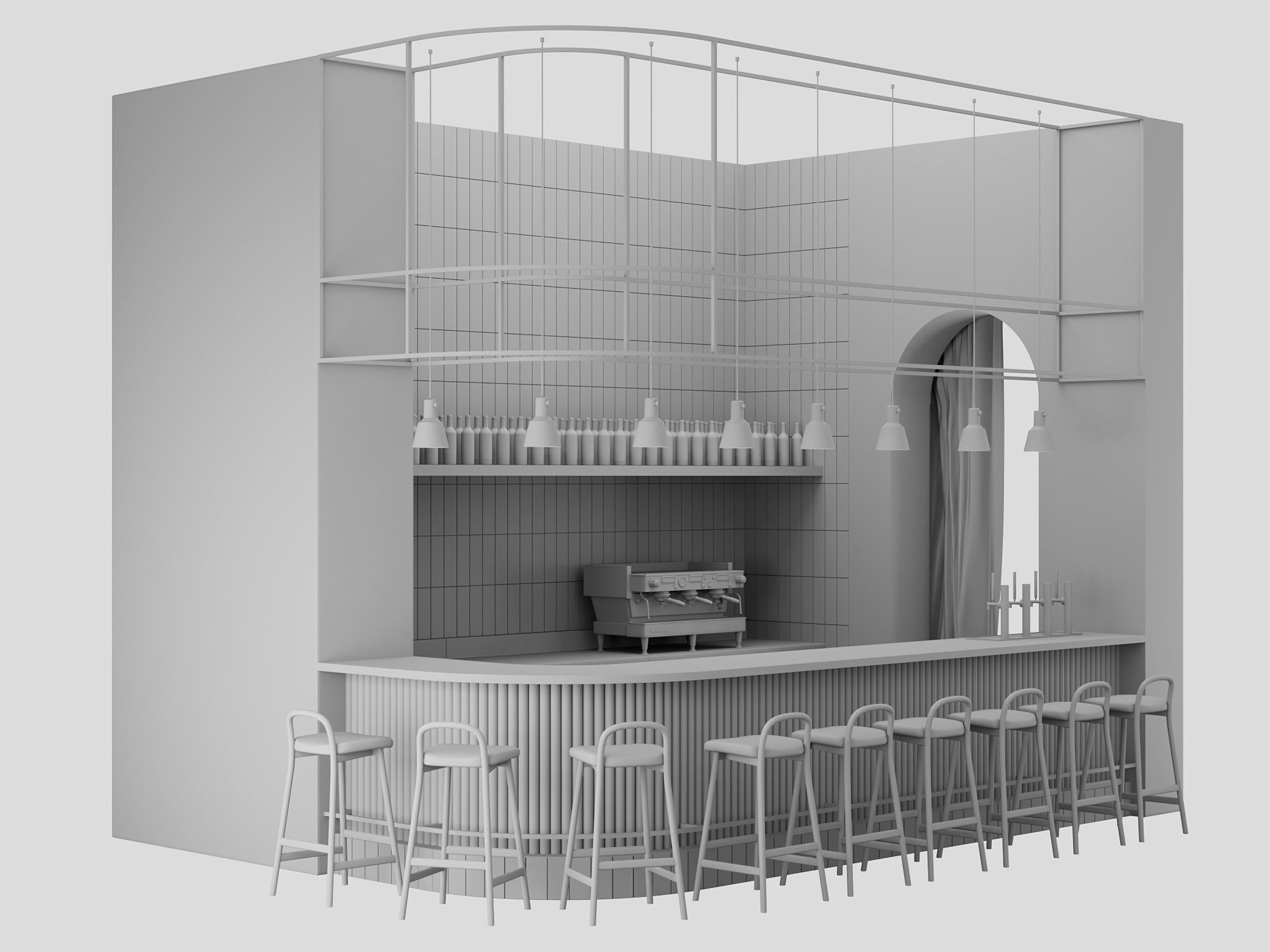 Restaurant Bar Counter NM 1 3D model_8