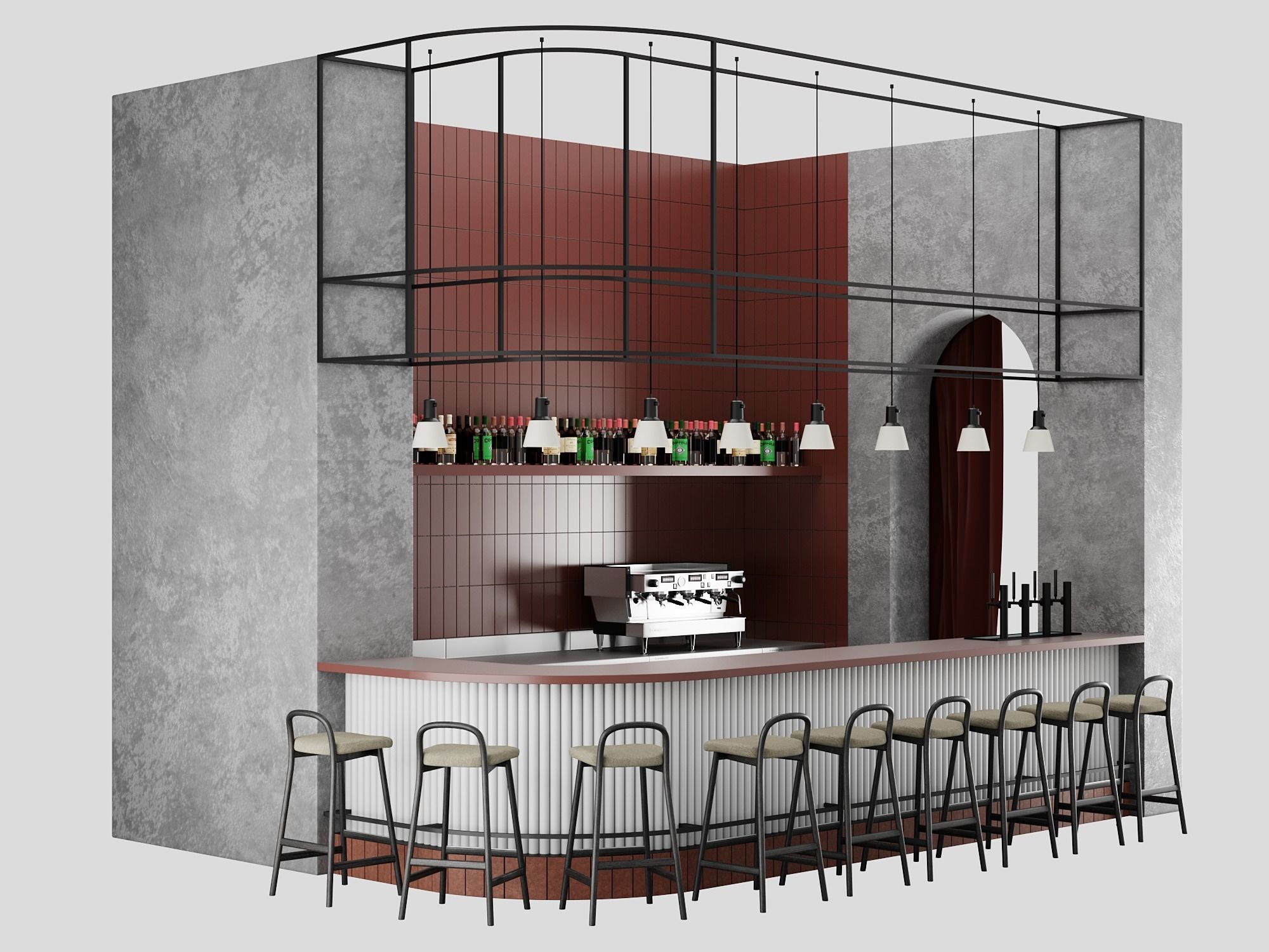 Restaurant Bar Counter NM 1 3D model_1