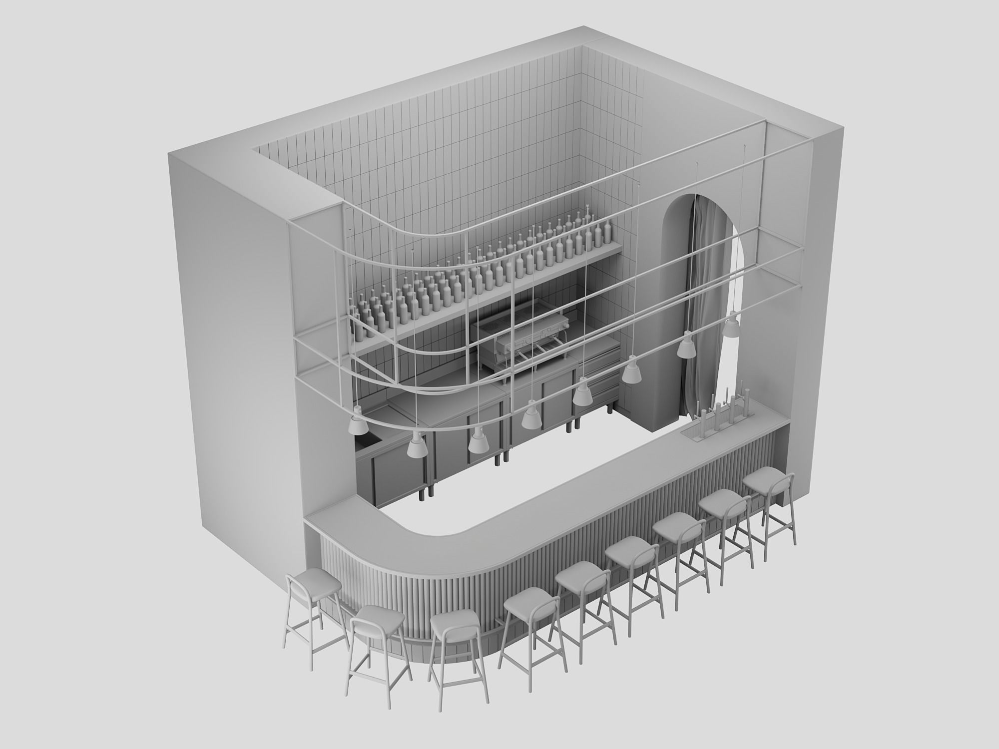 Restaurant Bar Counter NM 1 3D model_9