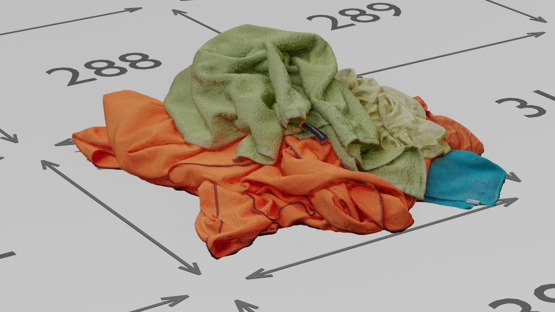 Pile of Clothes on the Ground Neon Color 3D Scanned Low-poly 3D model_6