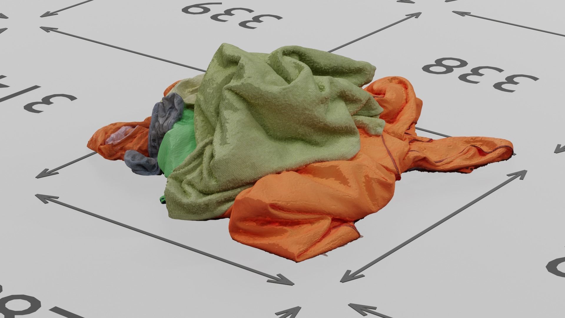 Pile of Clothes on the Ground Neon Color 3D Scanned Low-poly 3D model_5