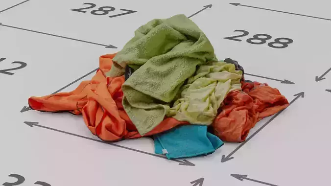 Pile of Clothes on the Ground Neon Color 3D Scanned Low-poly 3D model