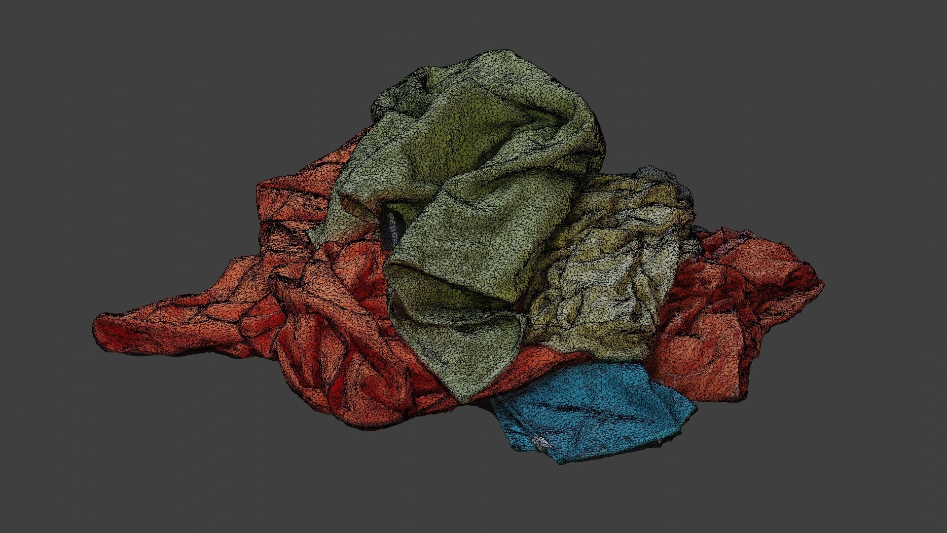 Pile of Clothes on the Ground Neon Color 3D Scanned Low-poly 3D model_12